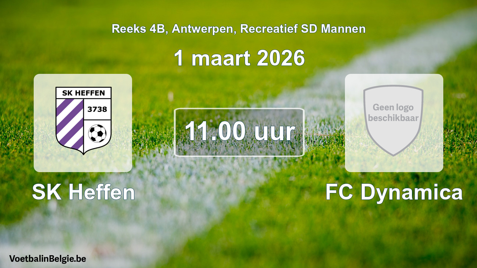 Scheduled match recreational sd men football: SK Heffen - FC Dynamica (1 March 2026)