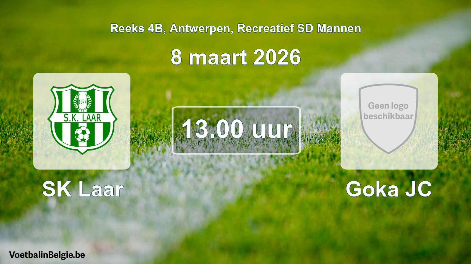 Geplande wedstrijd recreatief sd mannenvoetbal: SK Laar - Goka JC (8 maart 2026)