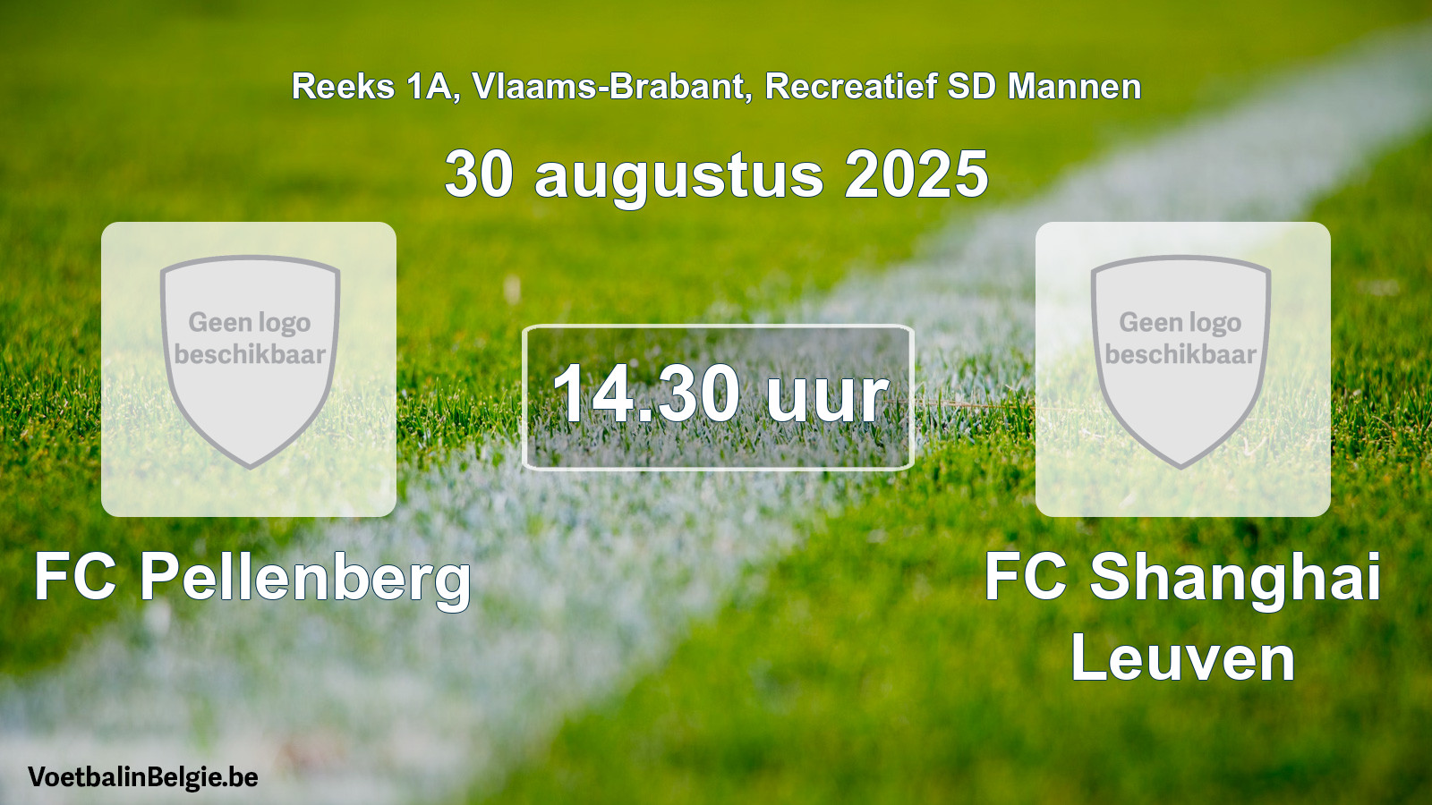 Scheduled match recreational sd men football: FC Pellenberg - FC Shanghai Leuven (30 August 2025)