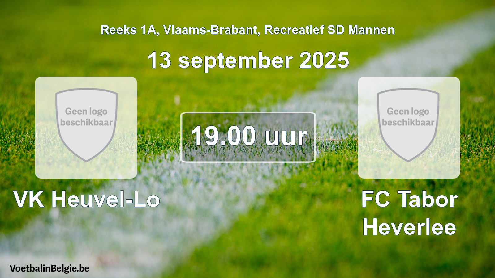 Scheduled match recreational sd men football: VK Heuvel-Lo - FC Tabor Heverlee (13 September 2025)