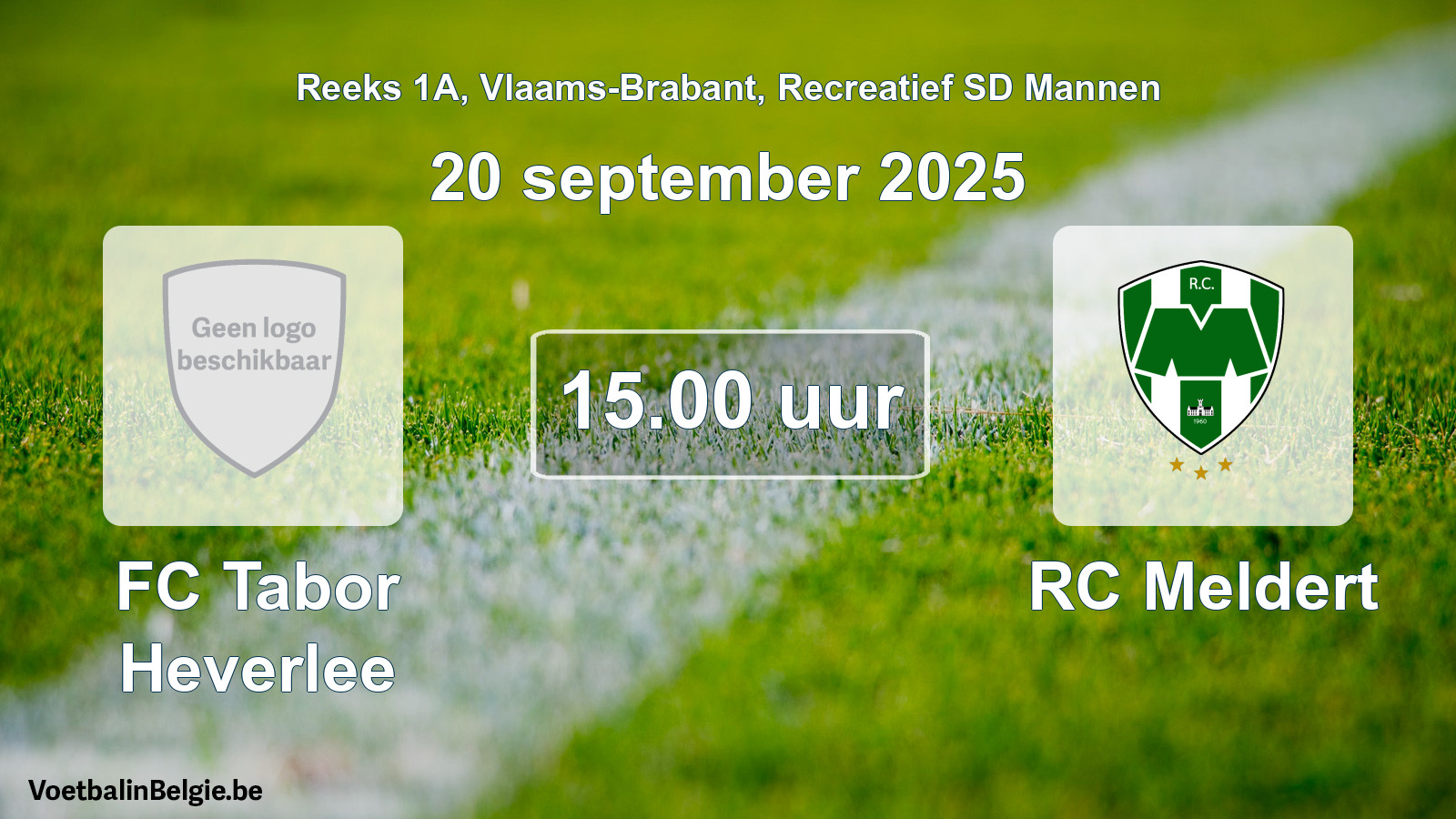 Scheduled match recreational sd men football: FC Tabor Heverlee - RC Meldert (20 September 2025)