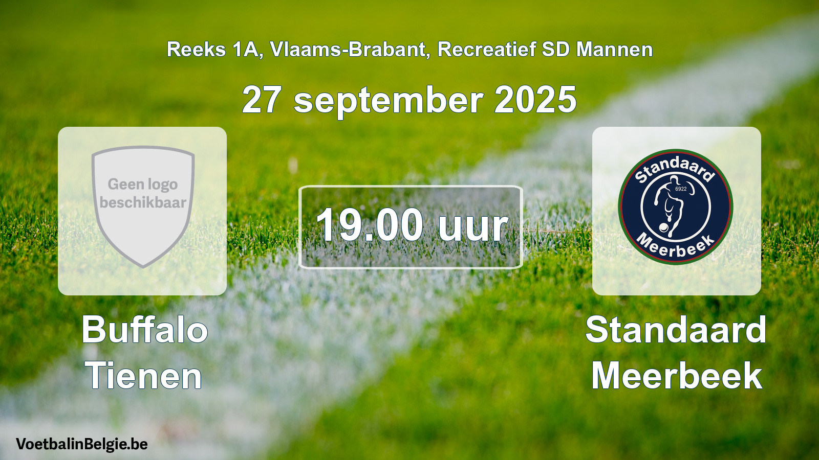 Geplande wedstrijd recreatief sd mannenvoetbal: Buffalo Tienen - Standaard Meerbeek (27 september 2025)