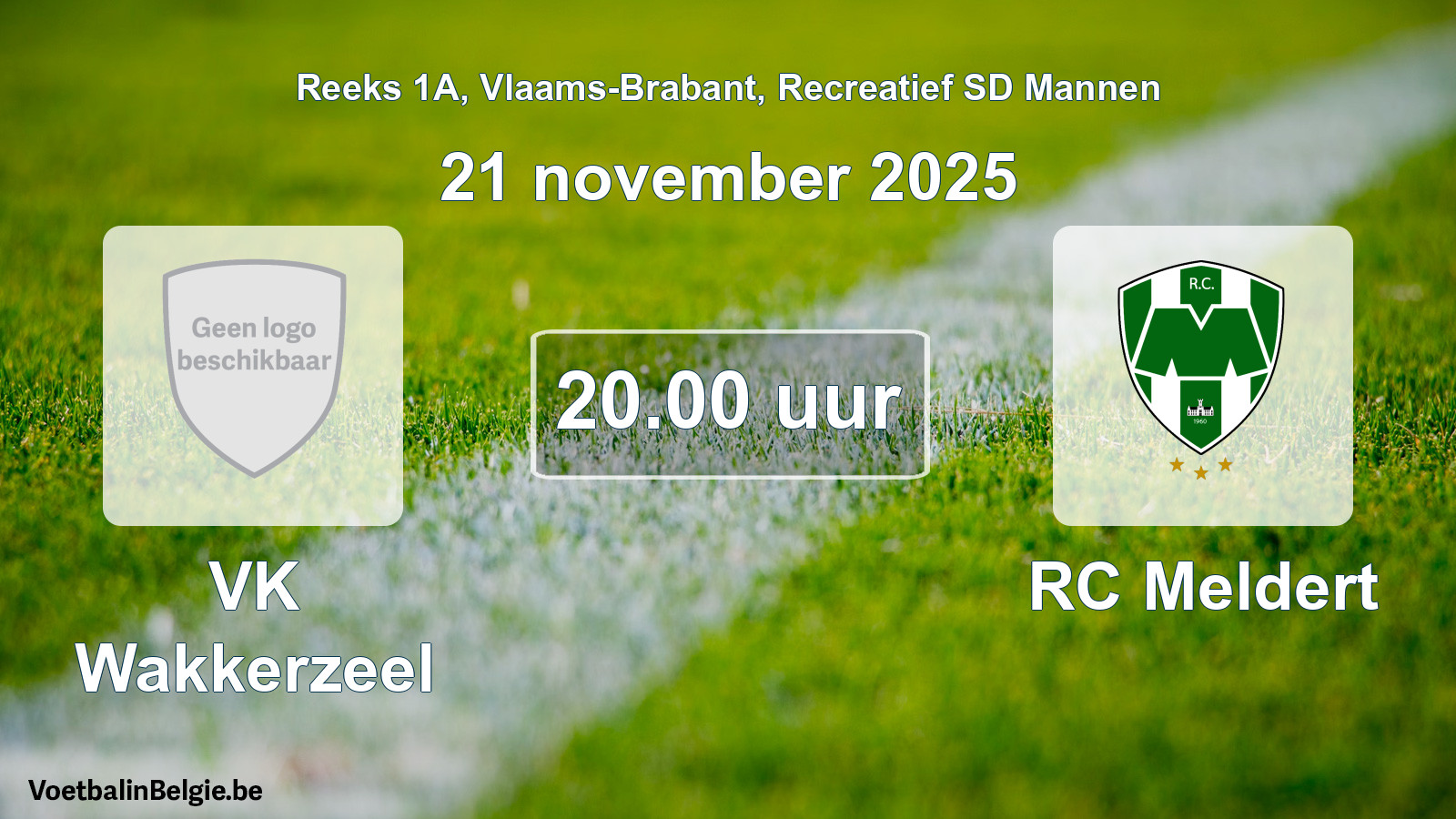 Scheduled match recreational sd men football: VK Wakkerzeel - RC Meldert (21 November 2025)