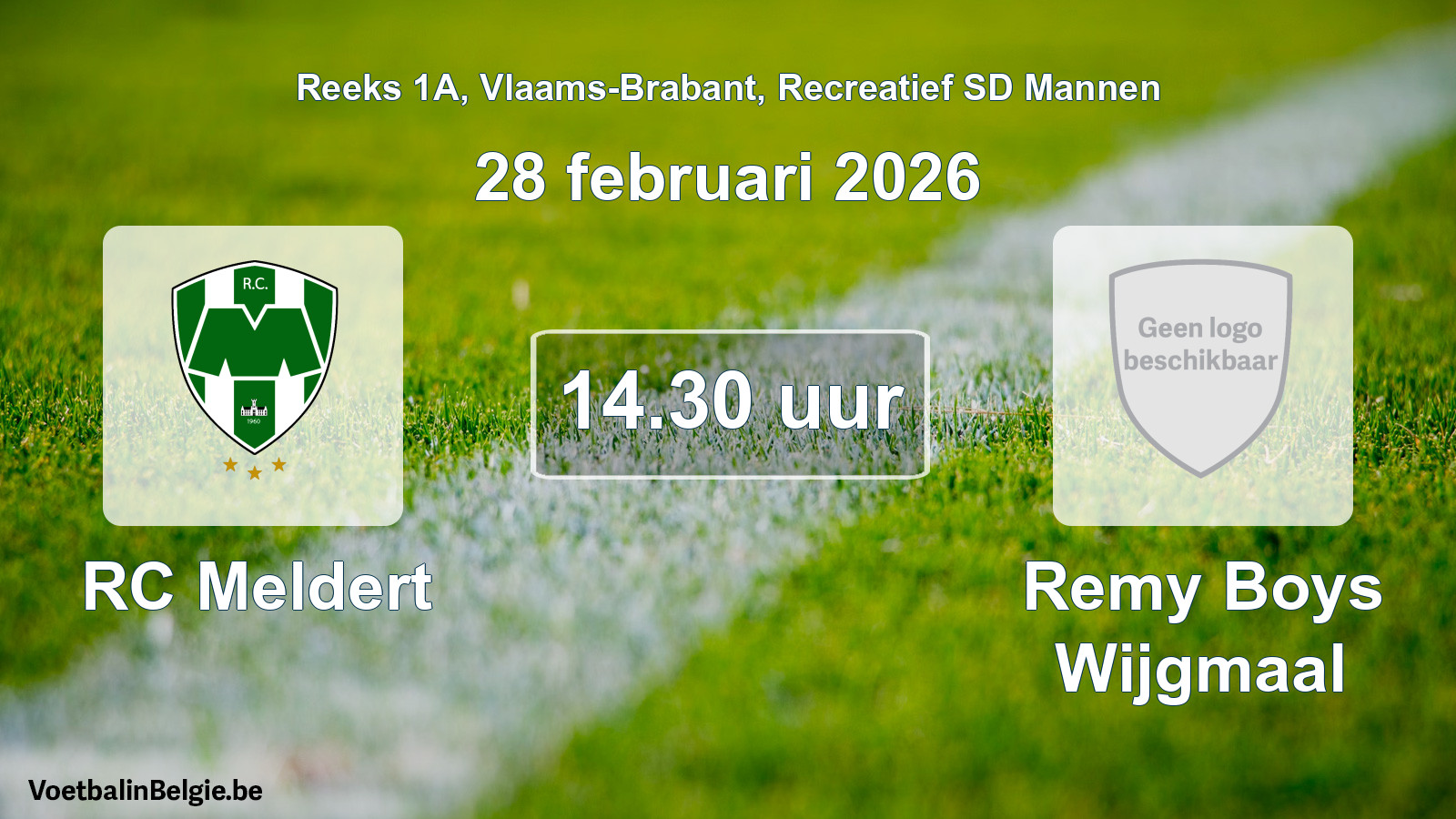Geplande wedstrijd recreatief sd mannenvoetbal: RC Meldert - Remy Boys Wijgmaal (28 februari 2026)