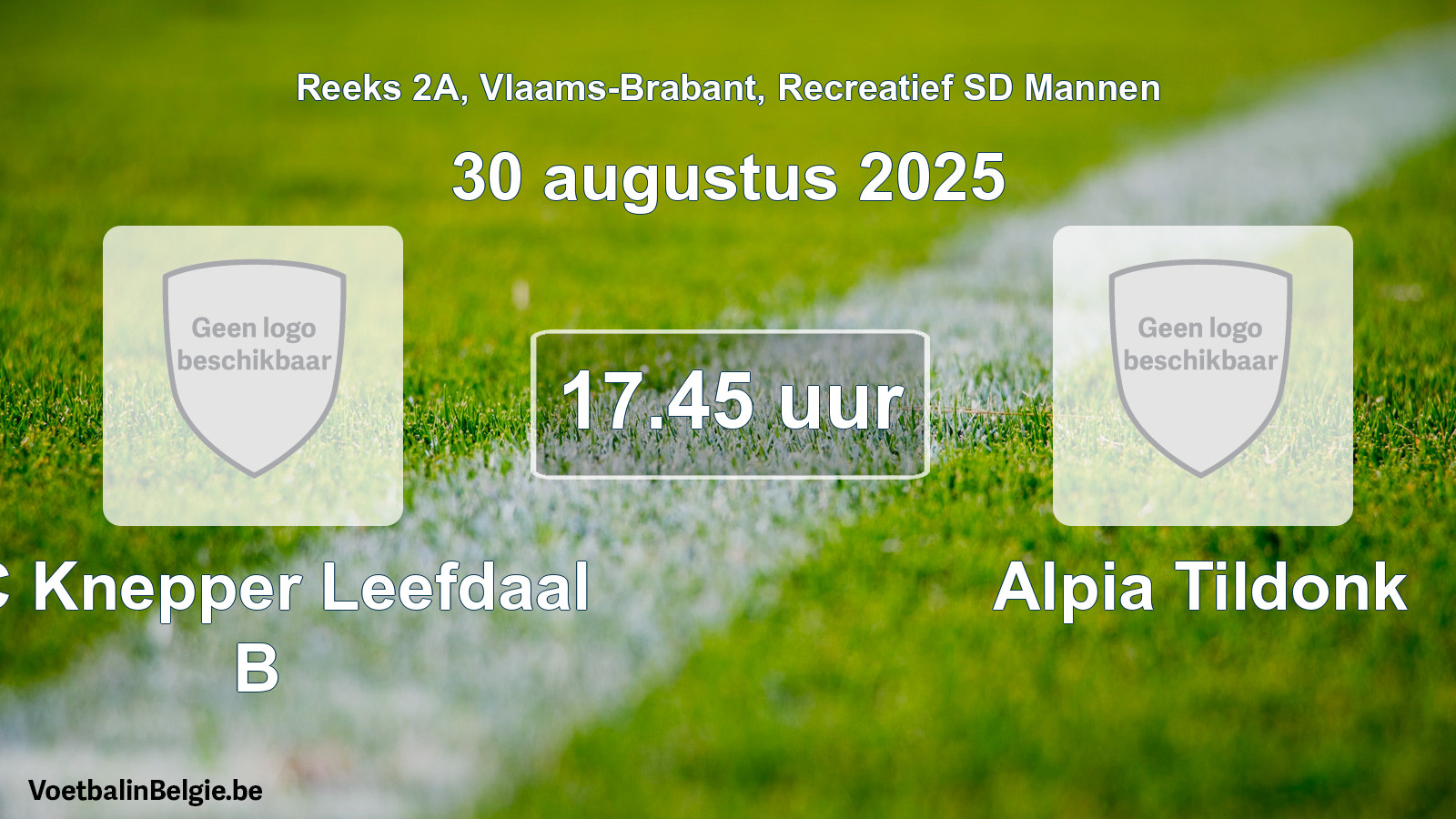 Geplande wedstrijd recreatief sd mannenvoetbal: FC Knepper Leefdaal B - Alpia Tildonk (30 augustus 2025)