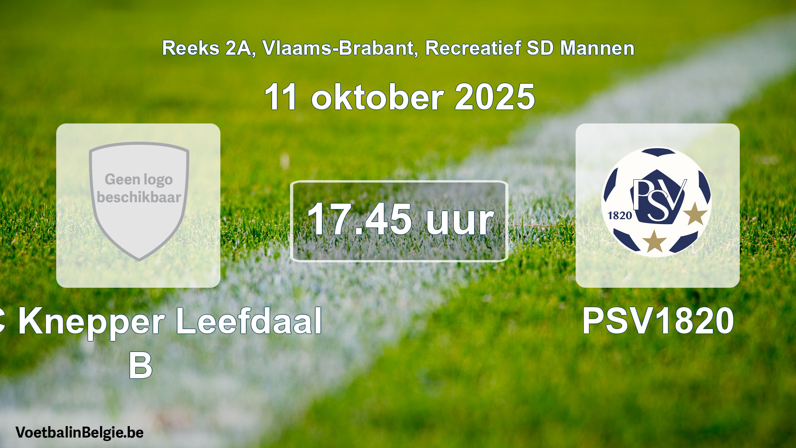 Scheduled match recreational sd men football: FC Knepper Leefdaal B - PSV1820 (11 October 2025)