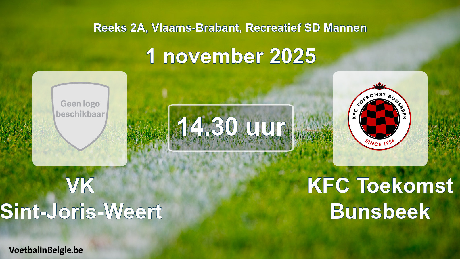 Scheduled match recreational sd men football: VK Sint-Joris-Weert - KFC Toekomst Bunsbeek (1 November 2025)