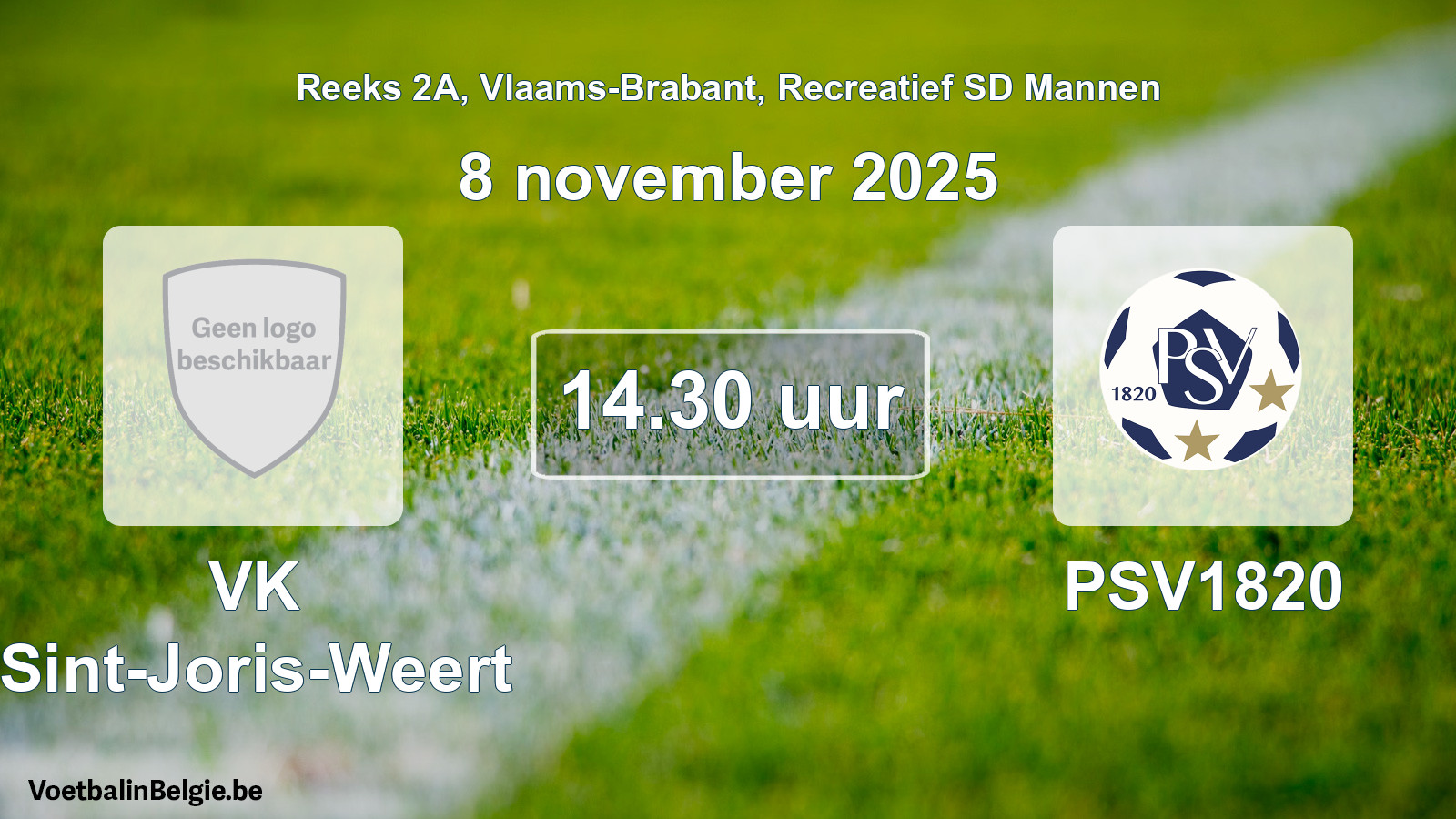 Scheduled match recreational sd men football: VK Sint-Joris-Weert - PSV1820 (8 November 2025)
