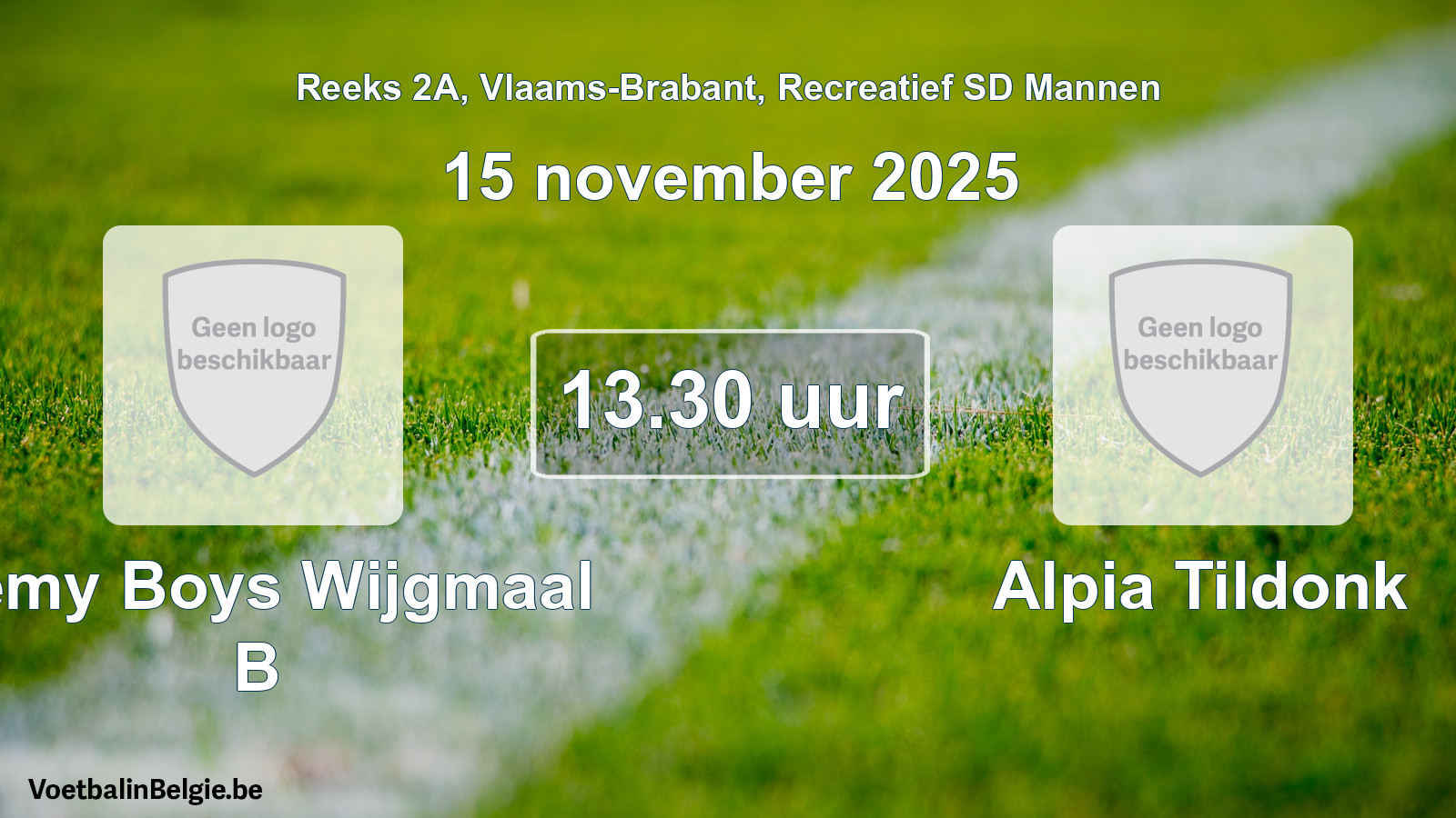 Scheduled match recreational sd men football: Remy Boys Wijgmaal B - Alpia Tildonk (15 November 2025)