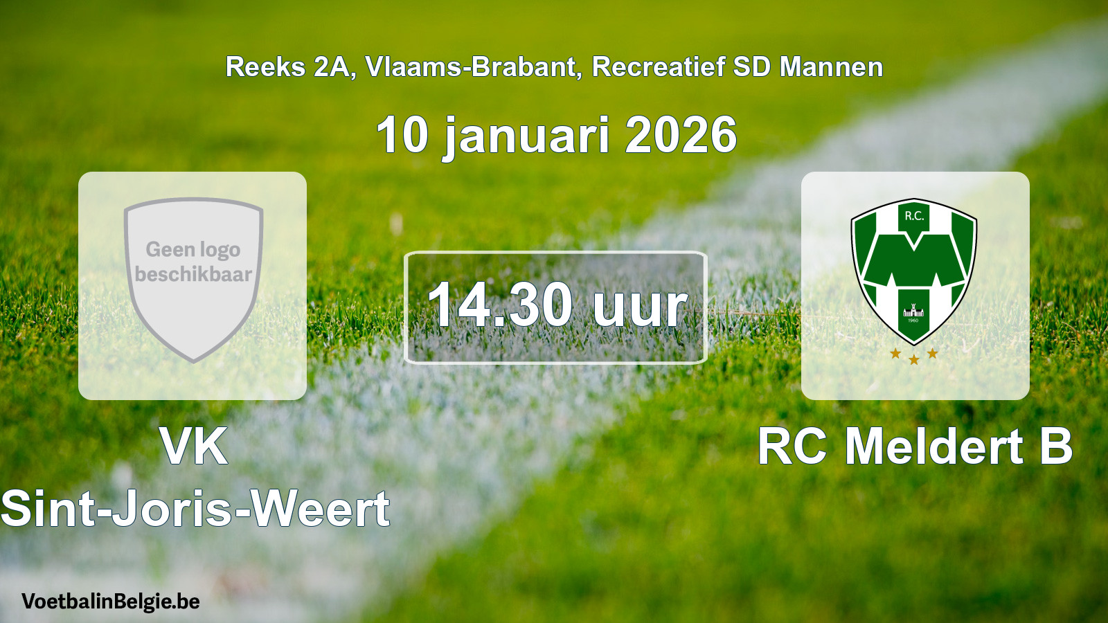 Scheduled match recreational sd men football: VK Sint-Joris-Weert - RC Meldert B (10 January 2026)