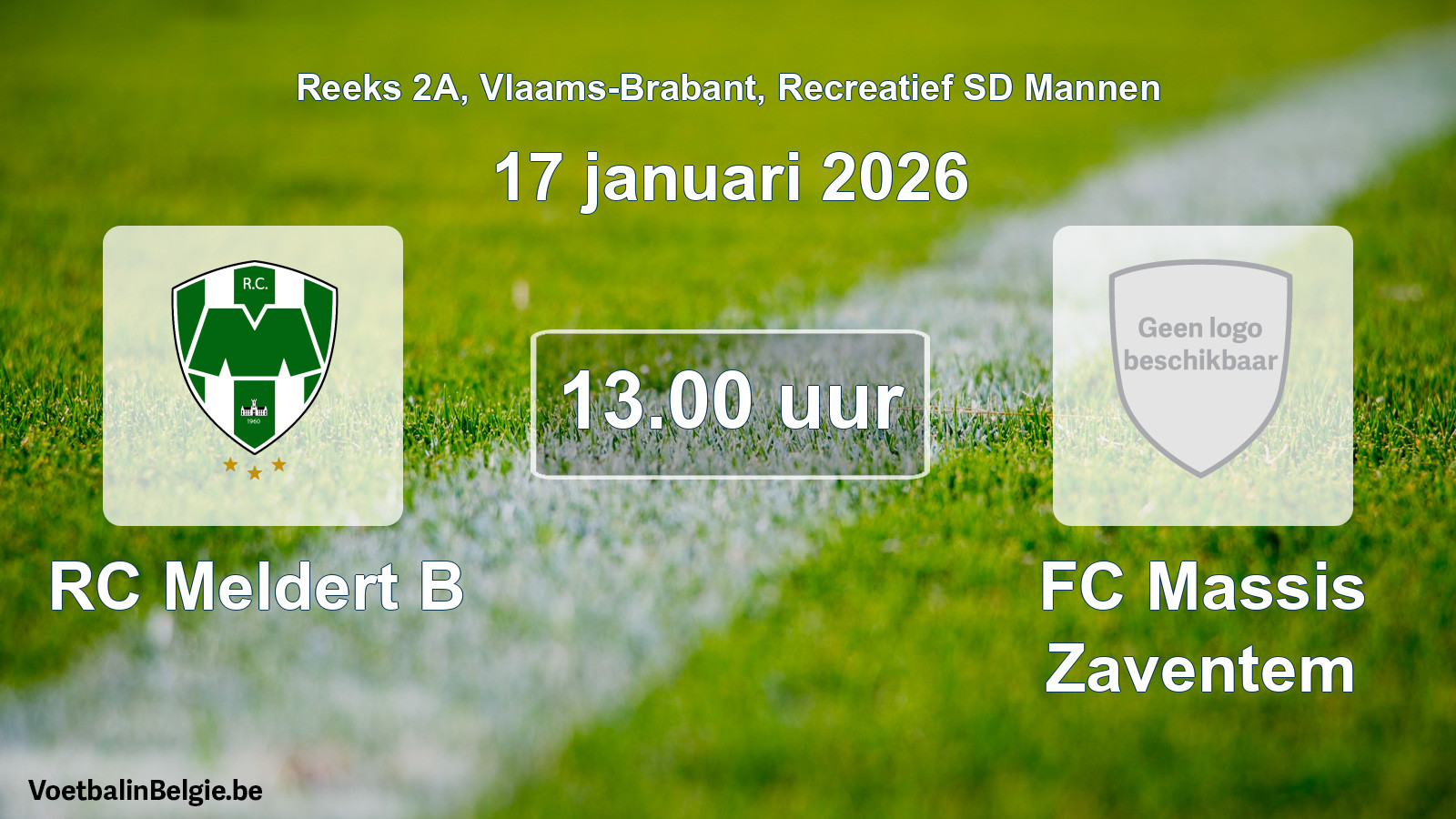 Scheduled match recreational sd men football: RC Meldert B - FC Massis Zaventem (17 January 2026)