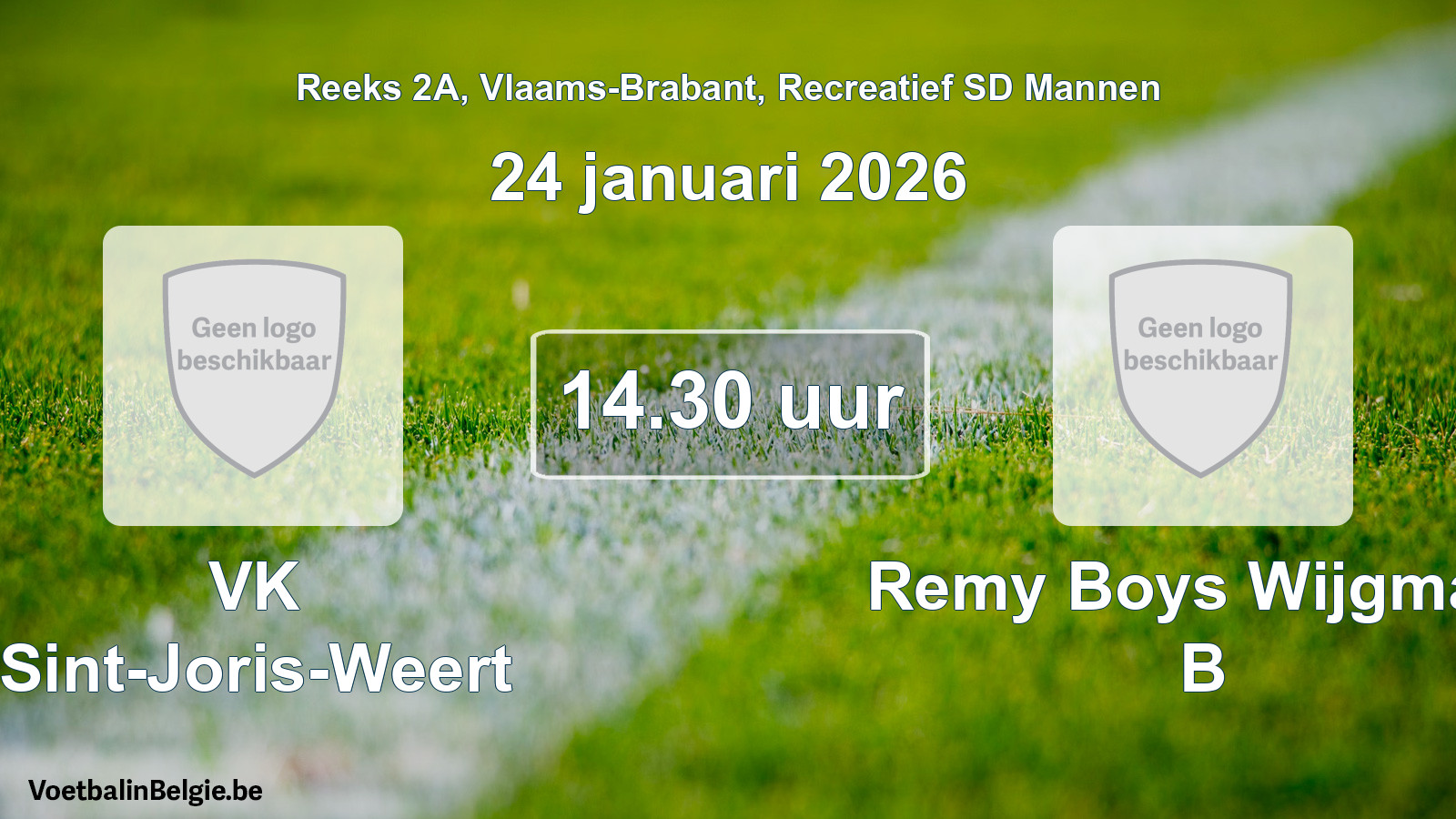 Scheduled match recreational sd men football: VK Sint-Joris-Weert - Remy Boys Wijgmaal B (24 January 2026)