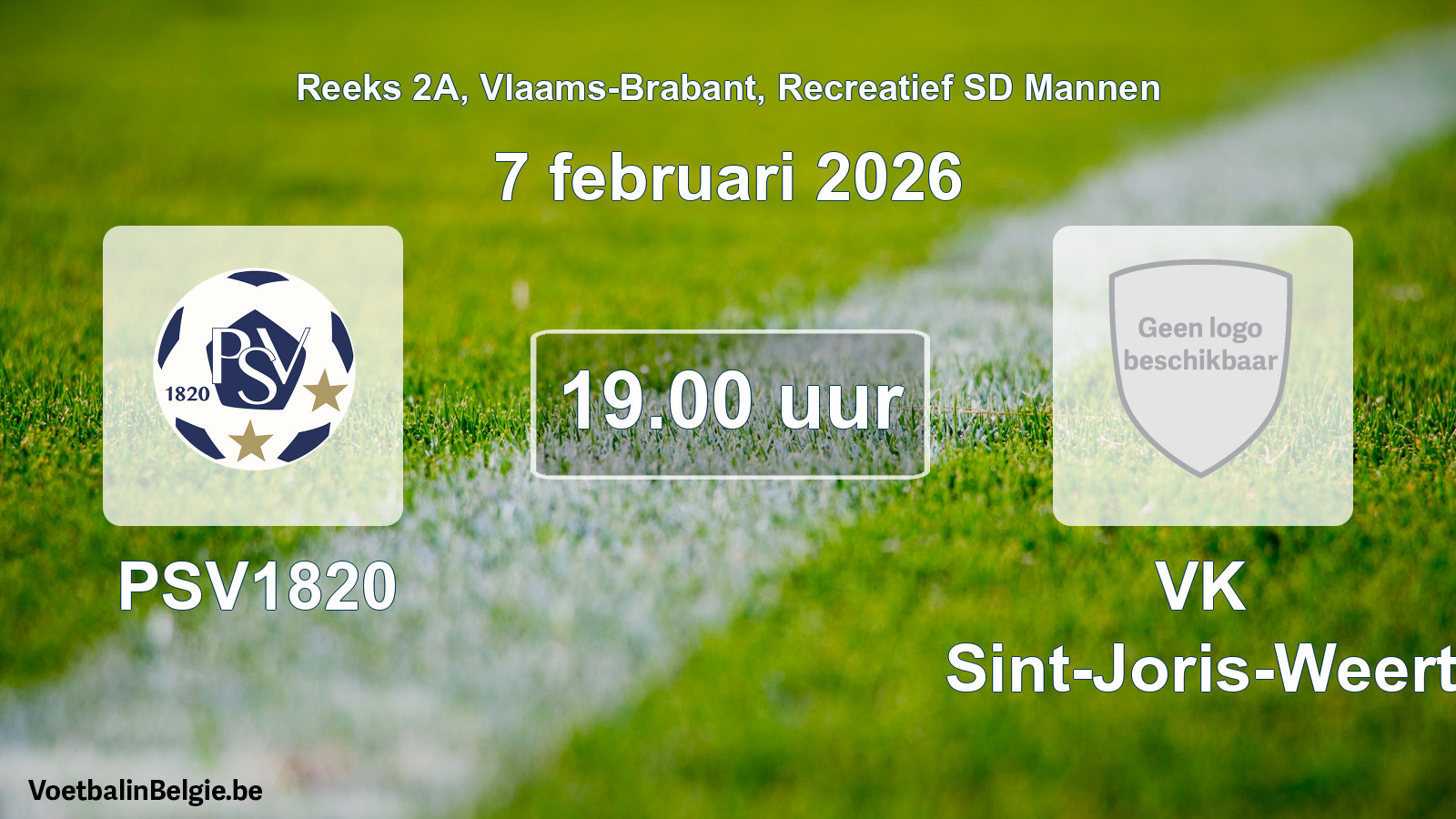 Scheduled match recreational sd men football: PSV1820 - VK Sint-Joris-Weert (7 February 2026)