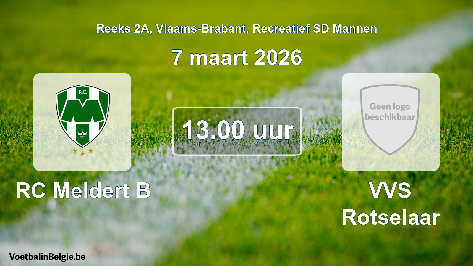 Scheduled match recreational sd men football: RC Meldert B - VVS Rotselaar (7 March 2026)
