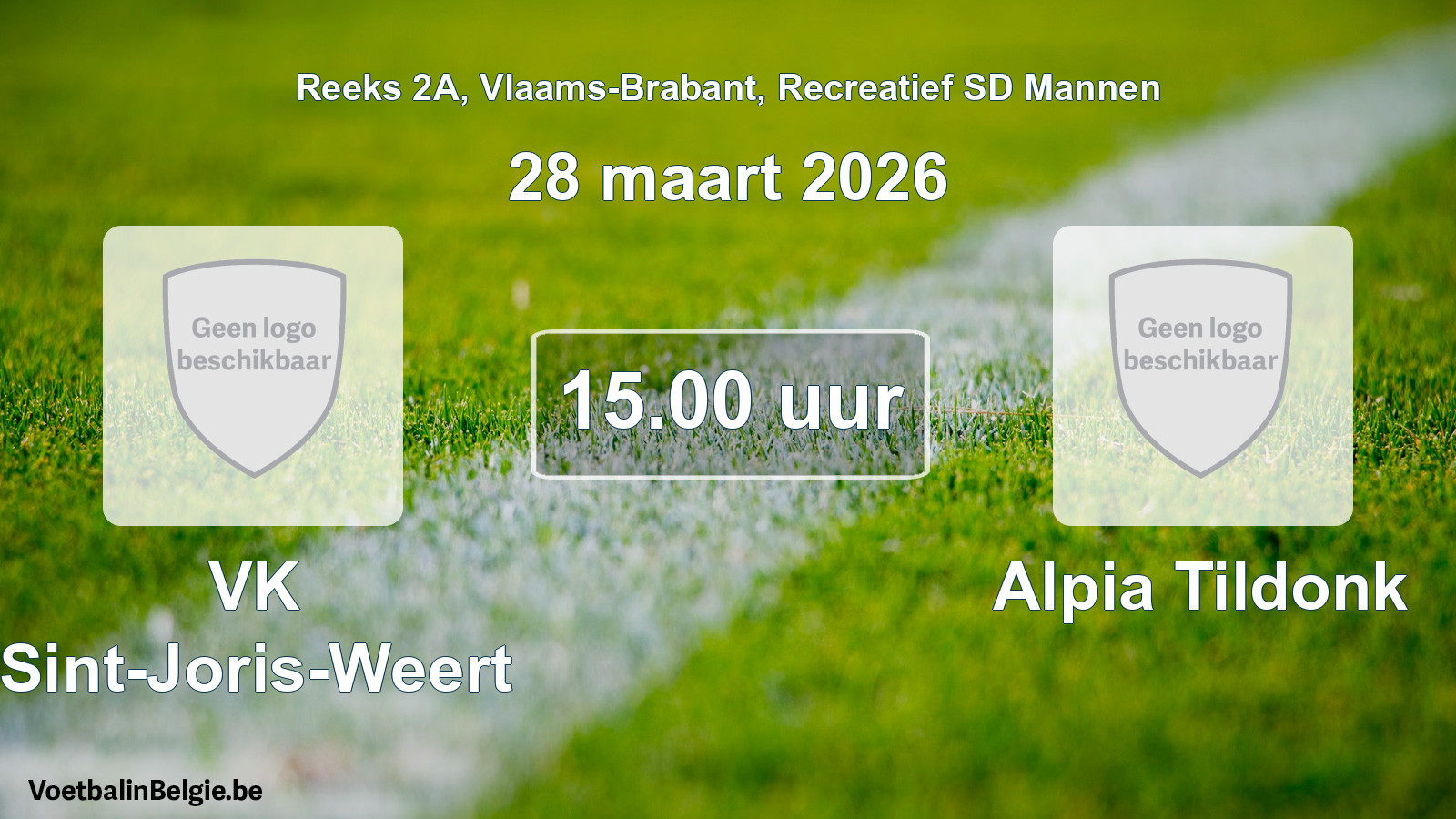 Scheduled match recreational sd men football: VK Sint-Joris-Weert - Alpia Tildonk (28 March 2026)