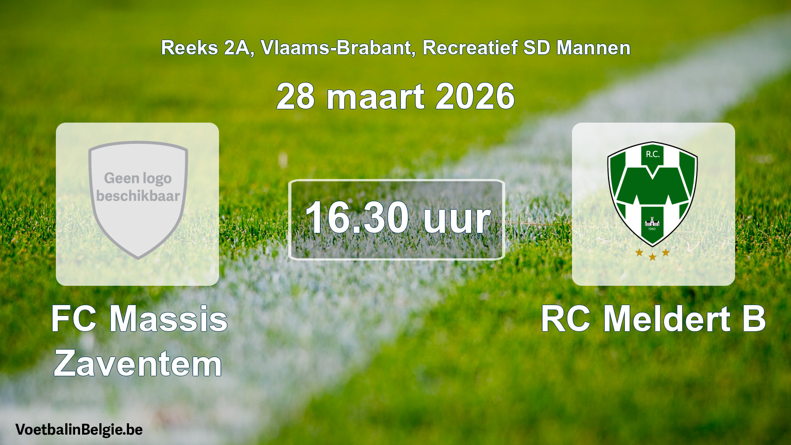 Scheduled match recreational sd men football: FC Massis Zaventem - RC Meldert B (28 March 2026)