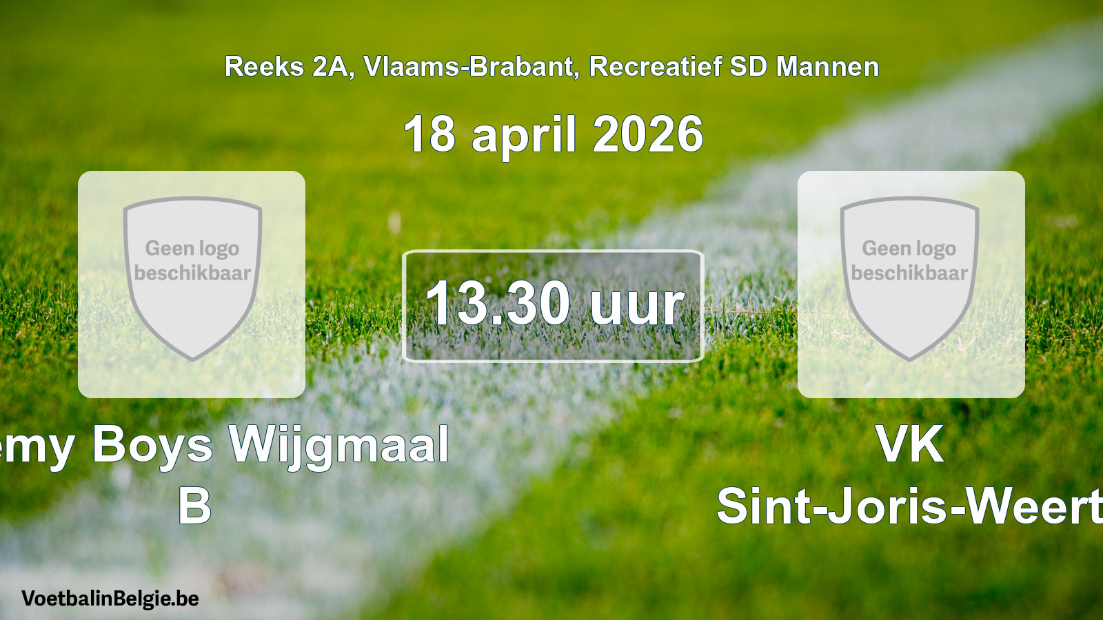 Scheduled match recreational sd men football: Remy Boys Wijgmaal B - VK Sint-Joris-Weert (18 April 2026)
