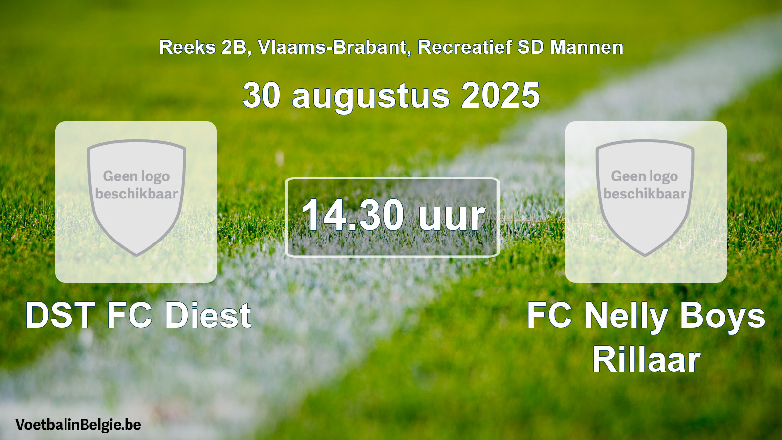 Scheduled match recreational sd men football: DST FC Diest - FC Nelly Boys Rillaar (30 August 2025)