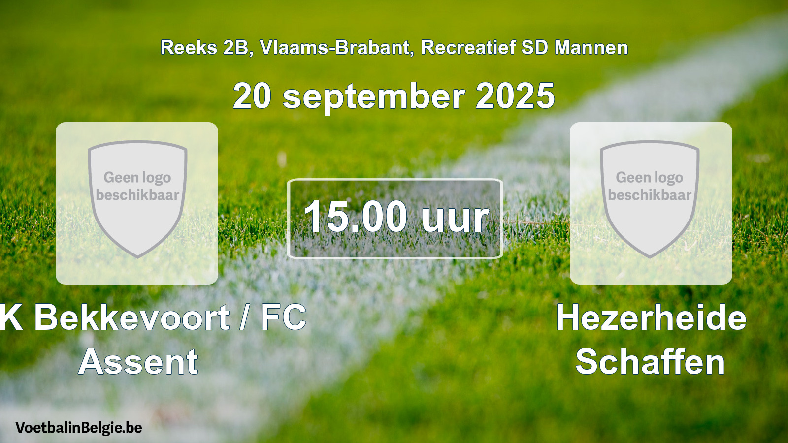Scheduled match recreational sd men football: KK Bekkevoort / FC Assent - Hezerheide Schaffen (20 September 2025)