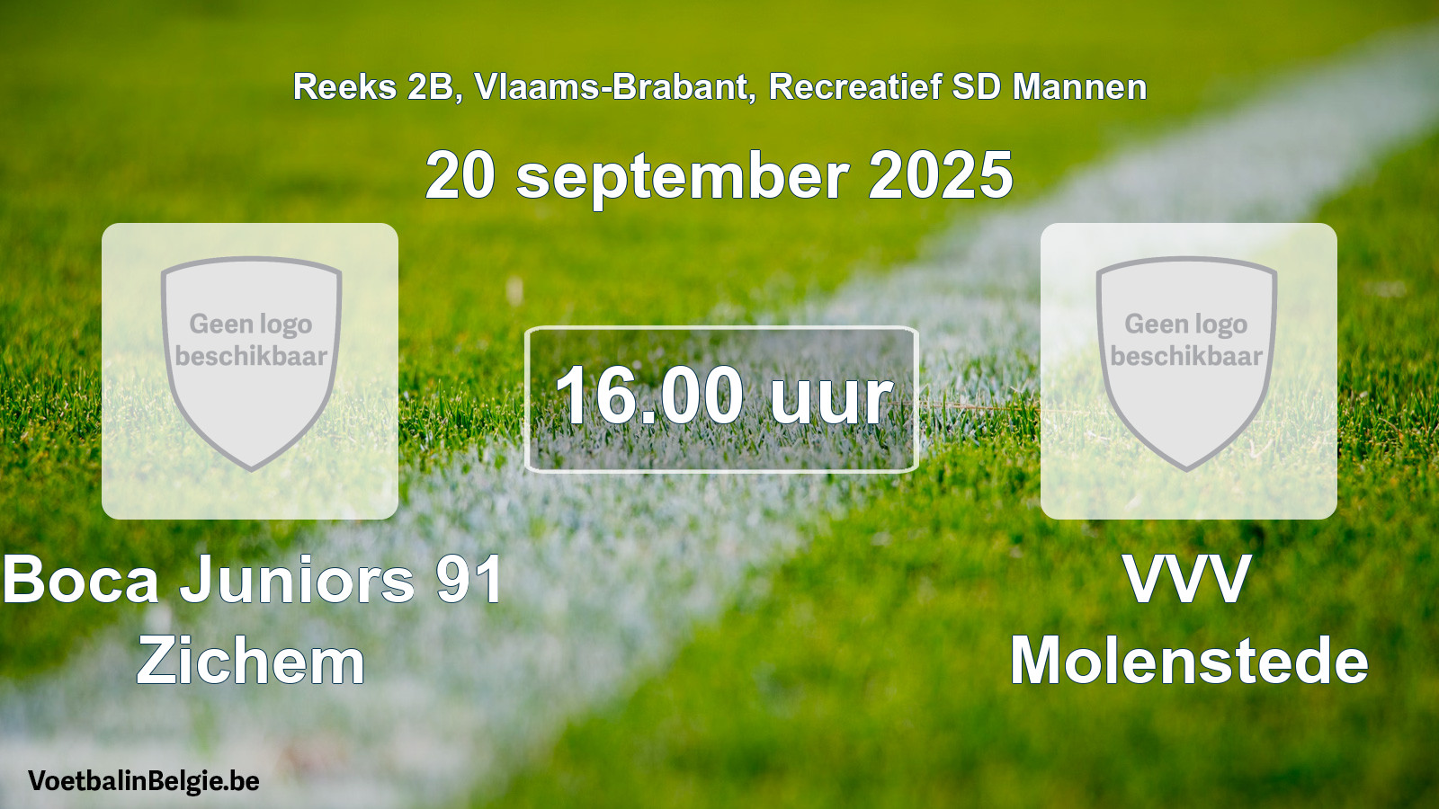 Scheduled match recreational sd men football: Boca Juniors 91 Zichem - VVV Molenstede (20 September 2025)