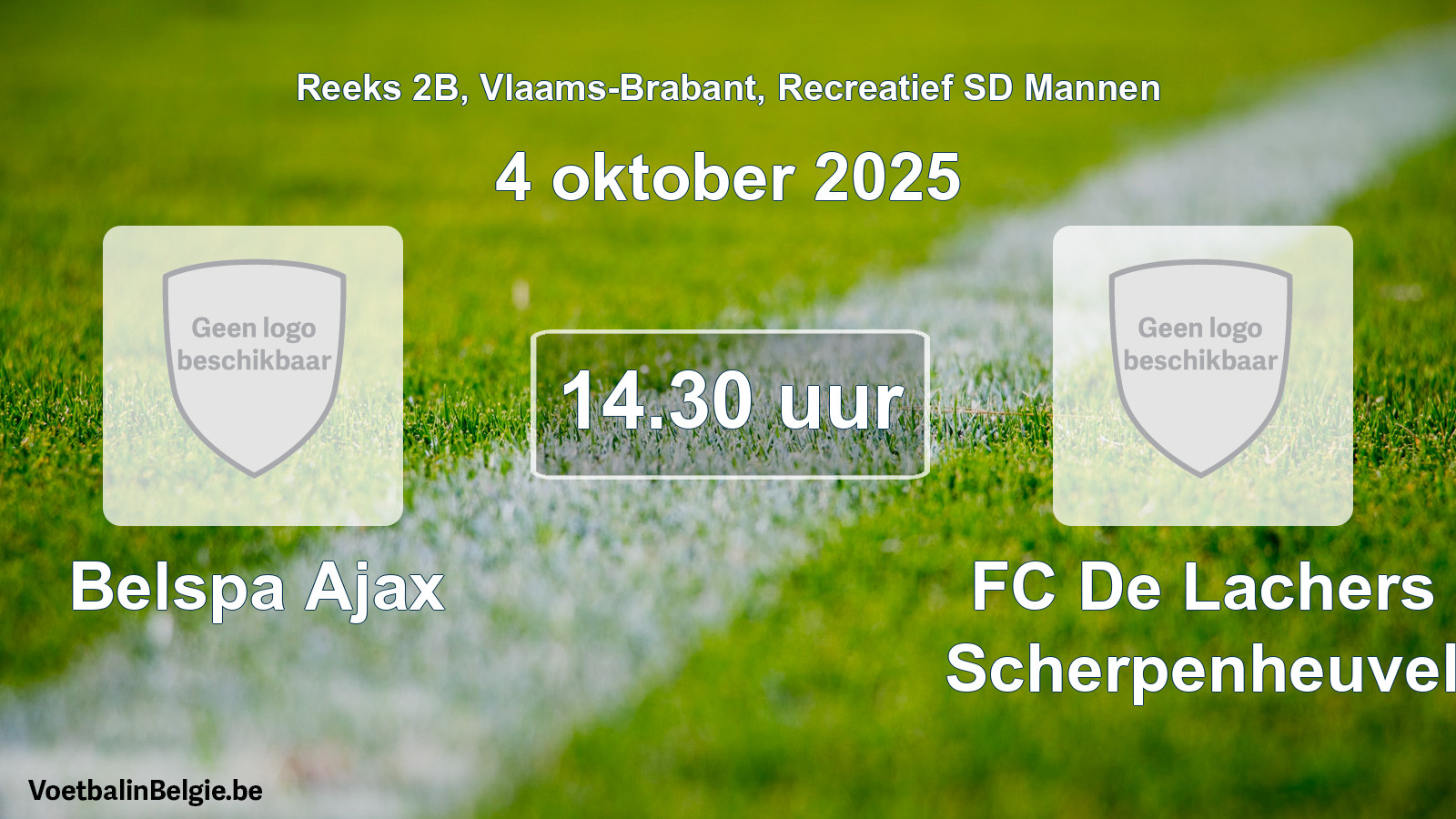 Match prévu football récréatif sd hommes: Belspa Ajax - FC De Lachers Scherpenheuvel (4 octobre 2025)