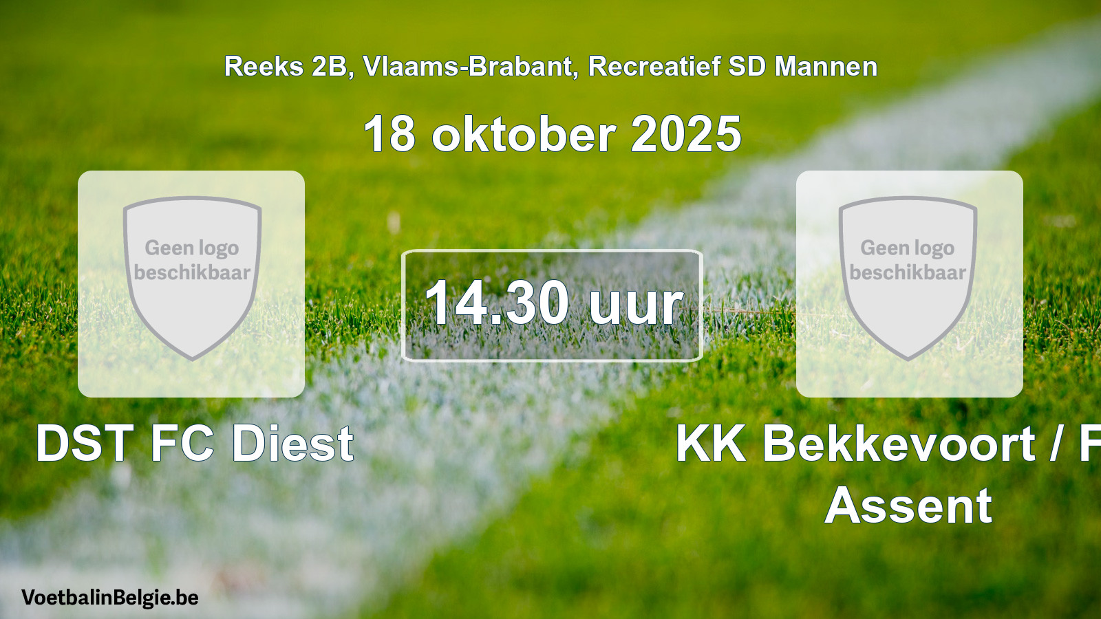 Scheduled match recreational sd men football: DST FC Diest - KK Bekkevoort / FC Assent (18 October 2025)