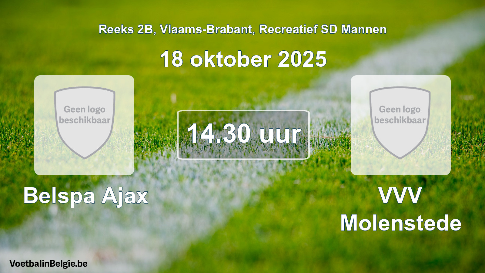 Scheduled match recreational sd men football: Belspa Ajax - VVV Molenstede (18 October 2025)