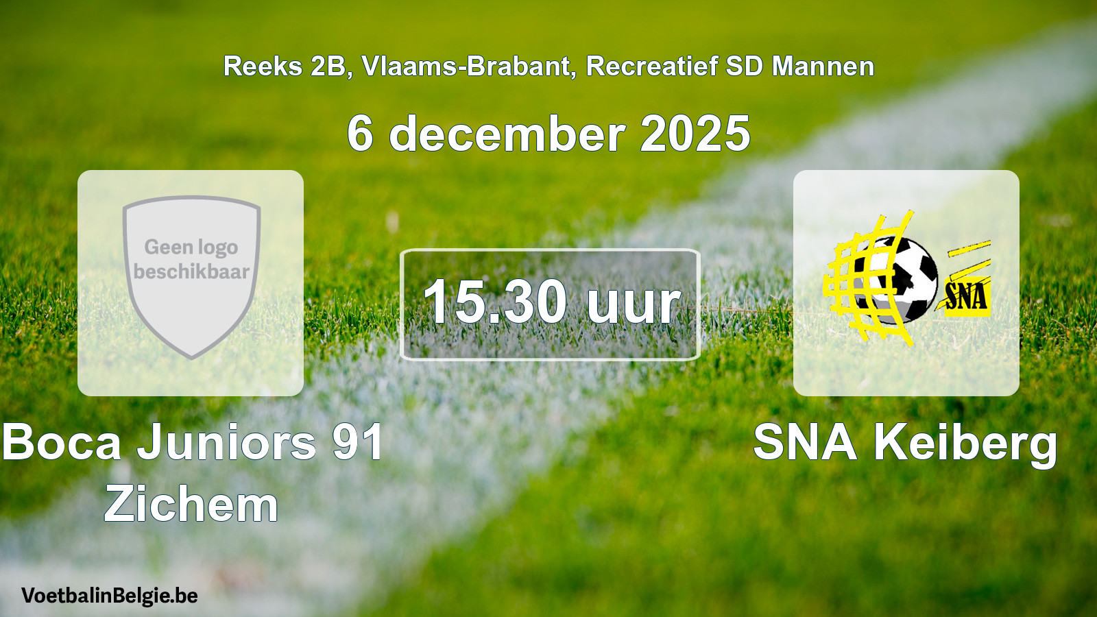 Scheduled match recreational sd men football: Boca Juniors 91 Zichem - SNA Keiberg (6 December 2025)