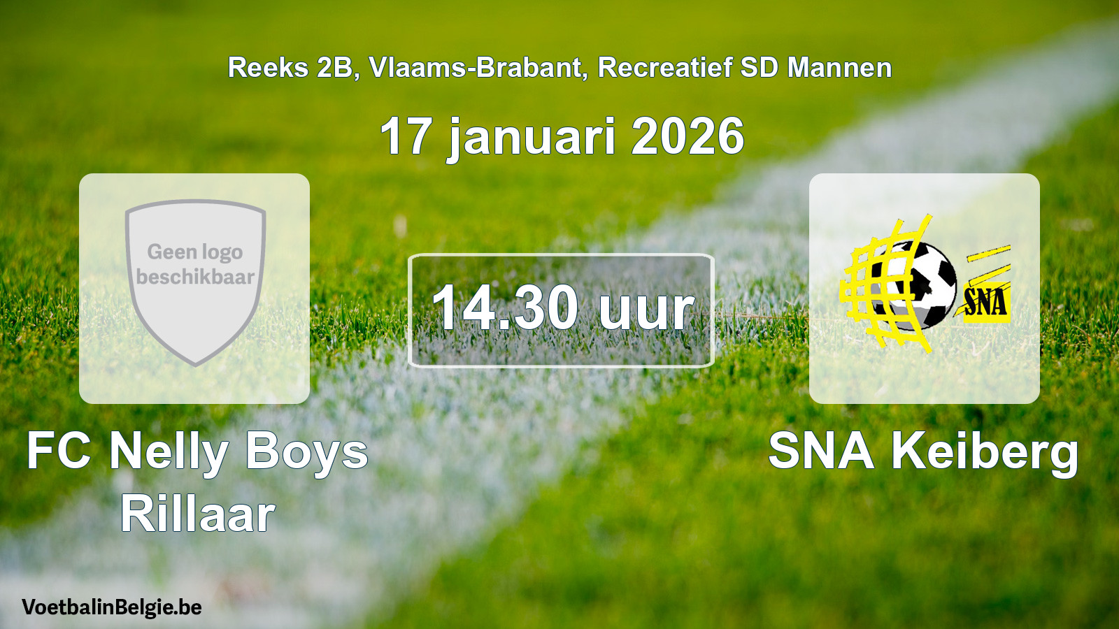Scheduled match recreational sd men football: FC Nelly Boys Rillaar - SNA Keiberg (17 January 2026)