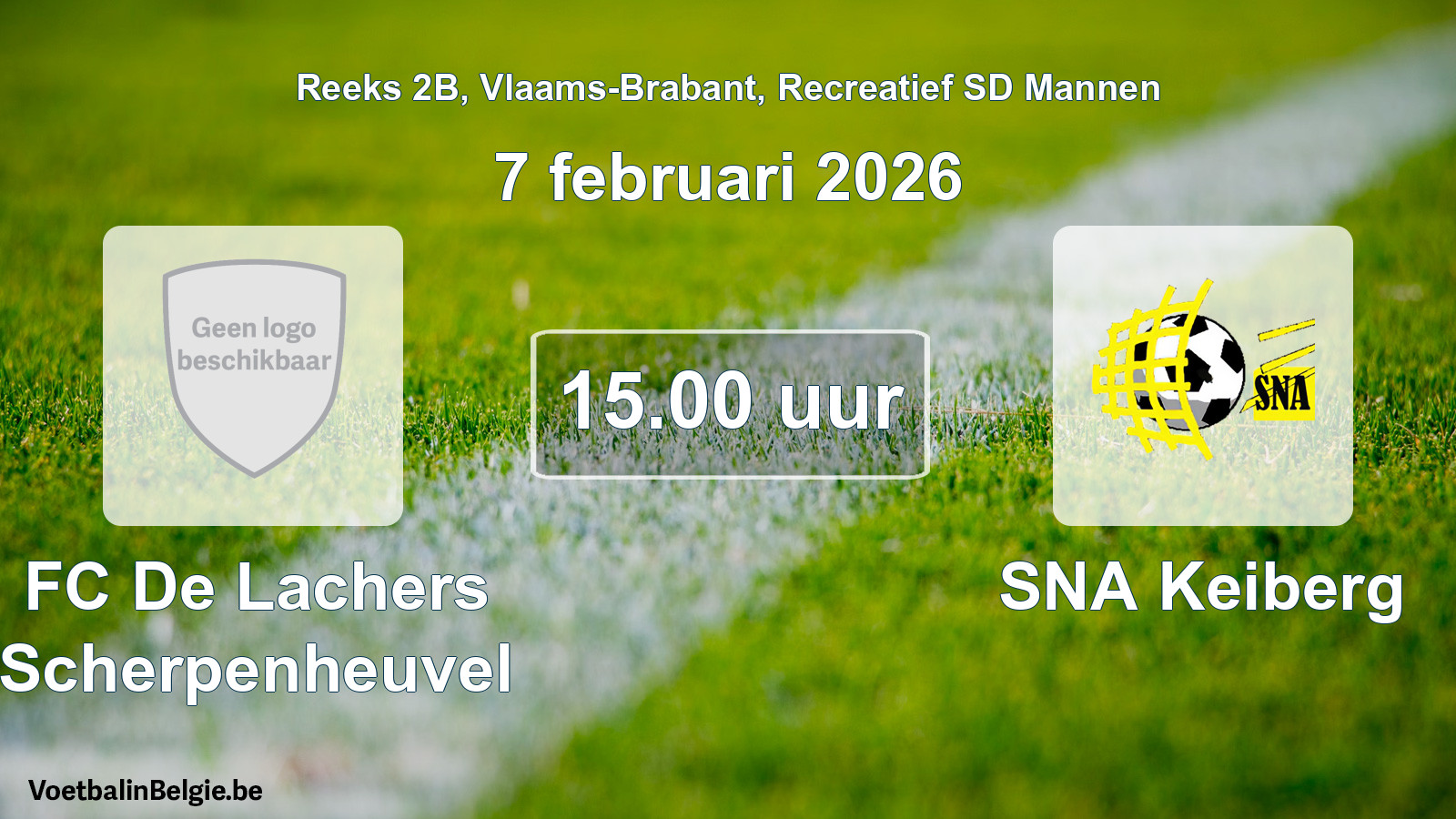 Scheduled match recreational sd men football: FC De Lachers Scherpenheuvel - SNA Keiberg (7 February 2026)