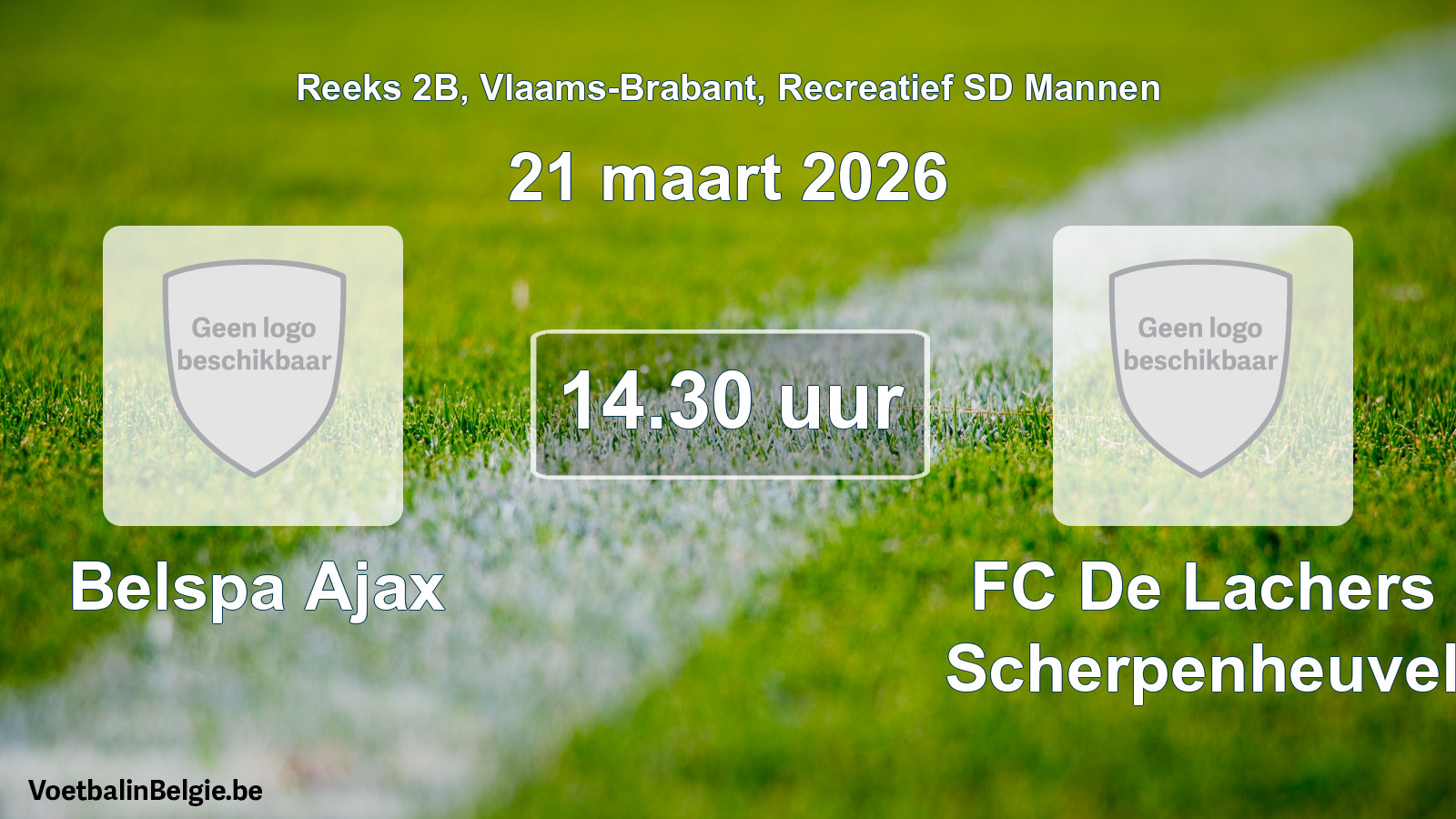 Scheduled match recreational sd men football: Belspa Ajax - FC De Lachers Scherpenheuvel (21 March 2026)