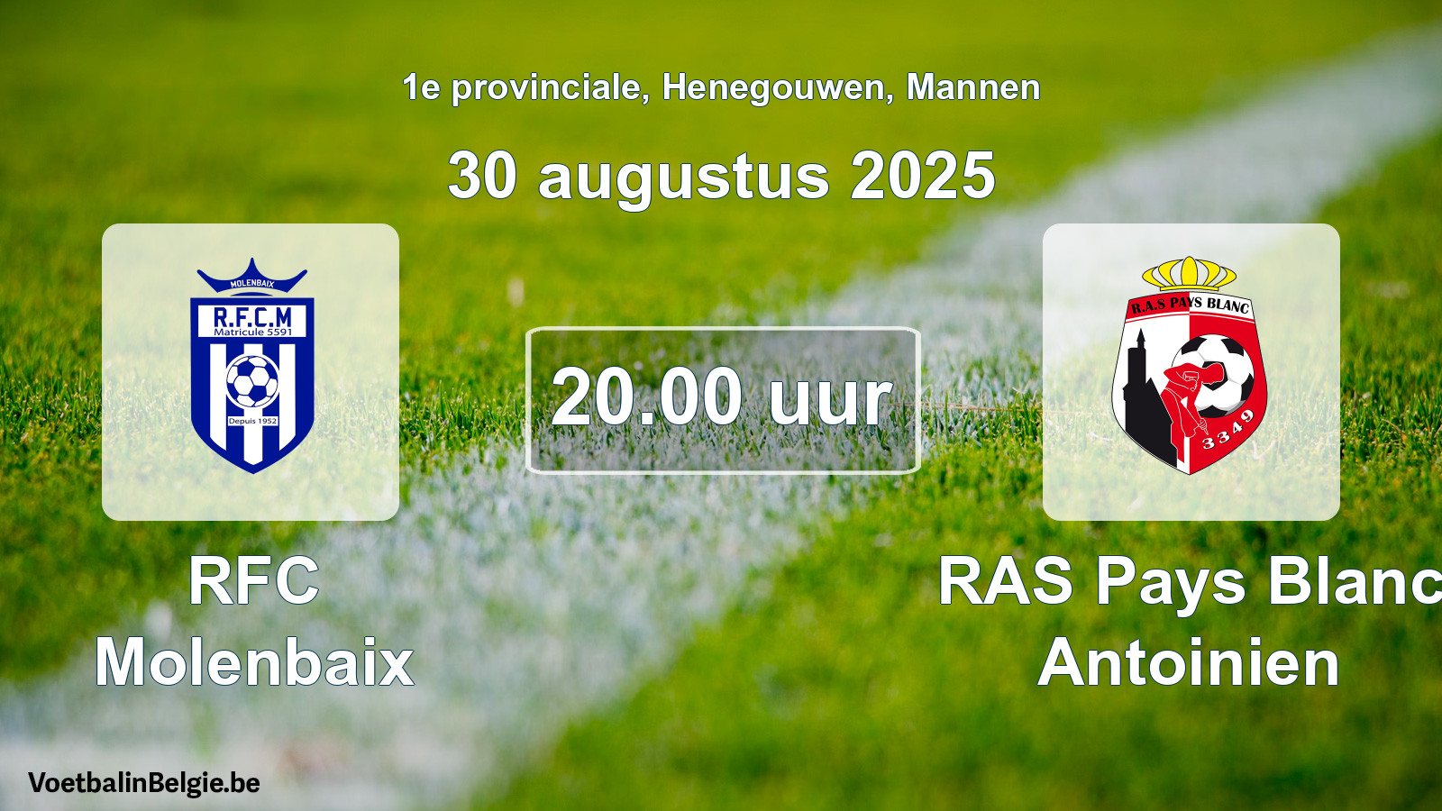 Scheduled match men football: RFC Molenbaix - RAS Pays Blanc Antoinien (30 August 2025)