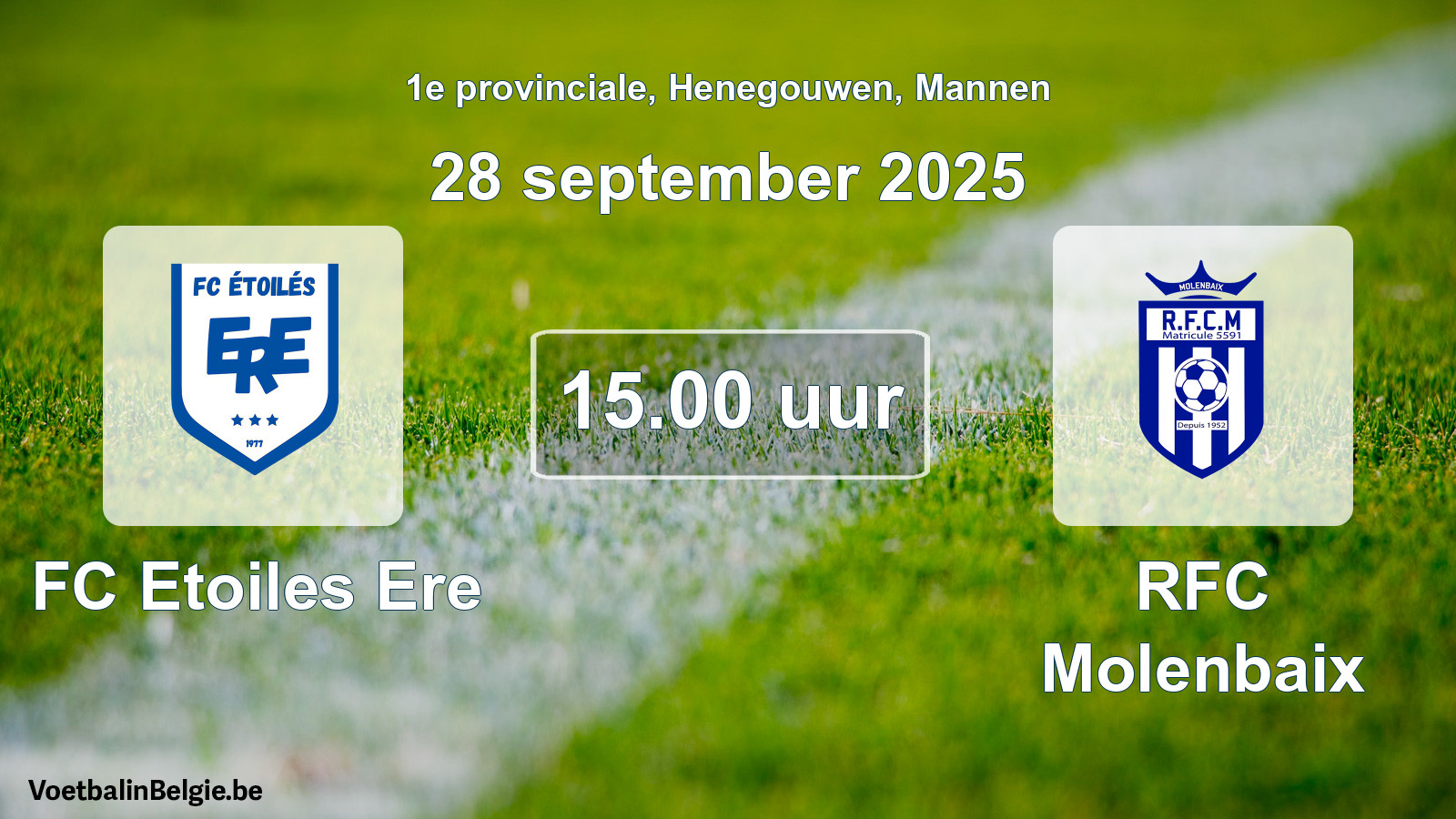 Scheduled match men football: FC Etoiles Ere - RFC Molenbaix (28 September 2025)