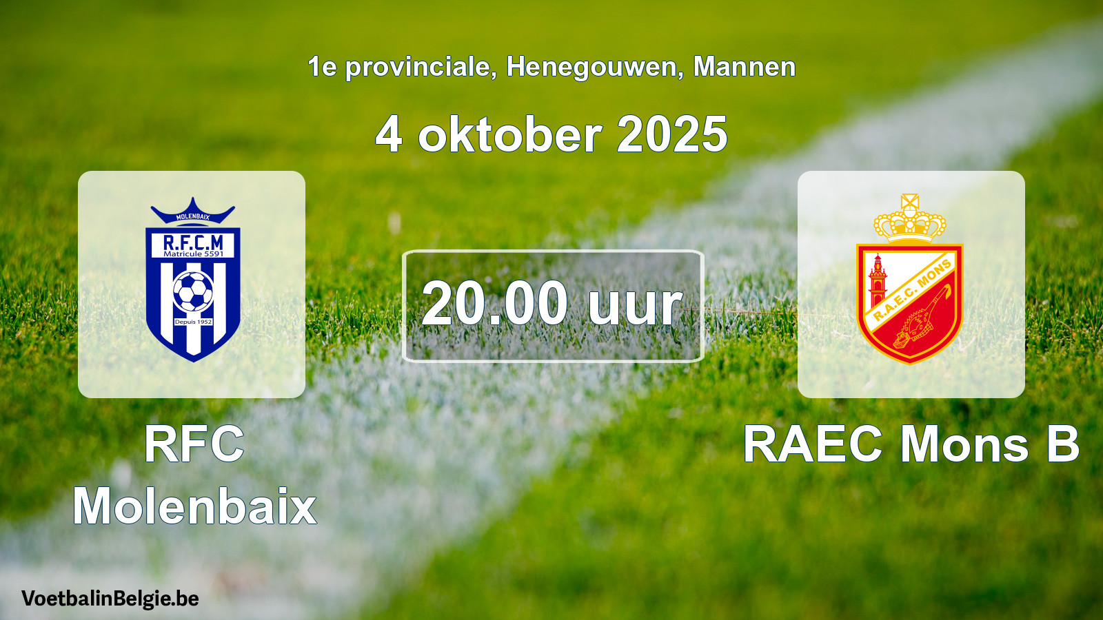 Scheduled match men football: RFC Molenbaix - RAEC Mons B (4 October 2025)