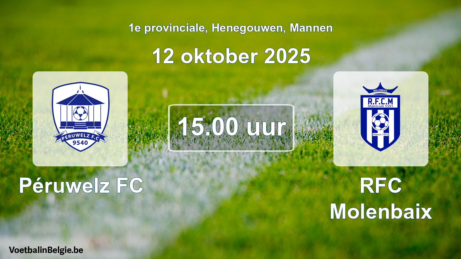 Geplande wedstrijd mannenvoetbal: Péruwelz FC - RFC Molenbaix (12 oktober 2025)