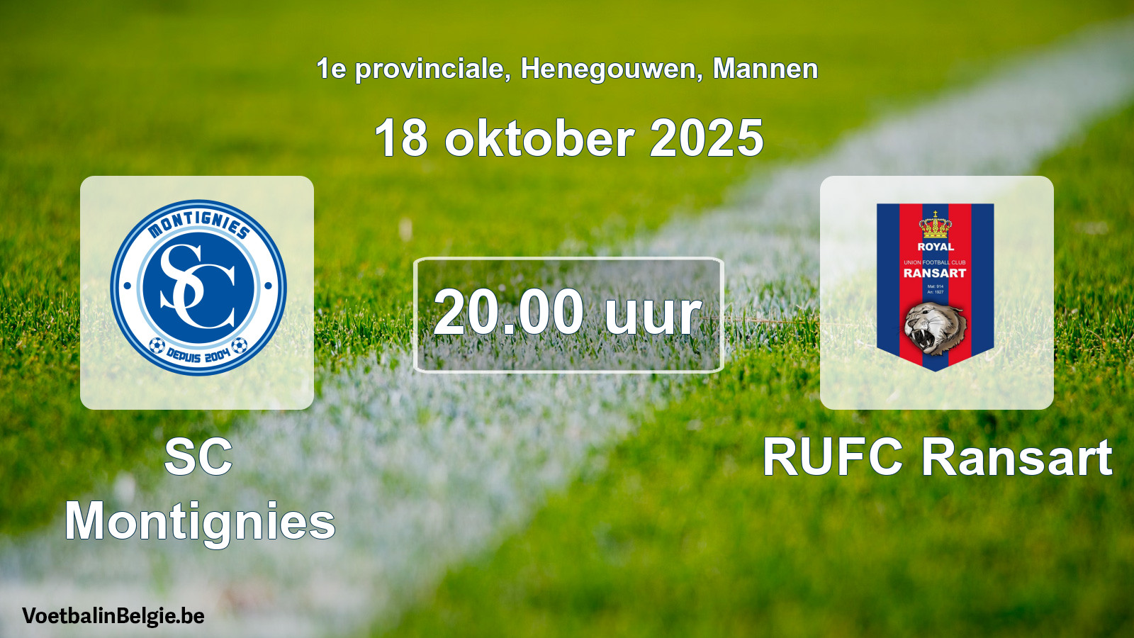 Scheduled match men football: SC Montignies - RUFC Ransart (18 October 2025)