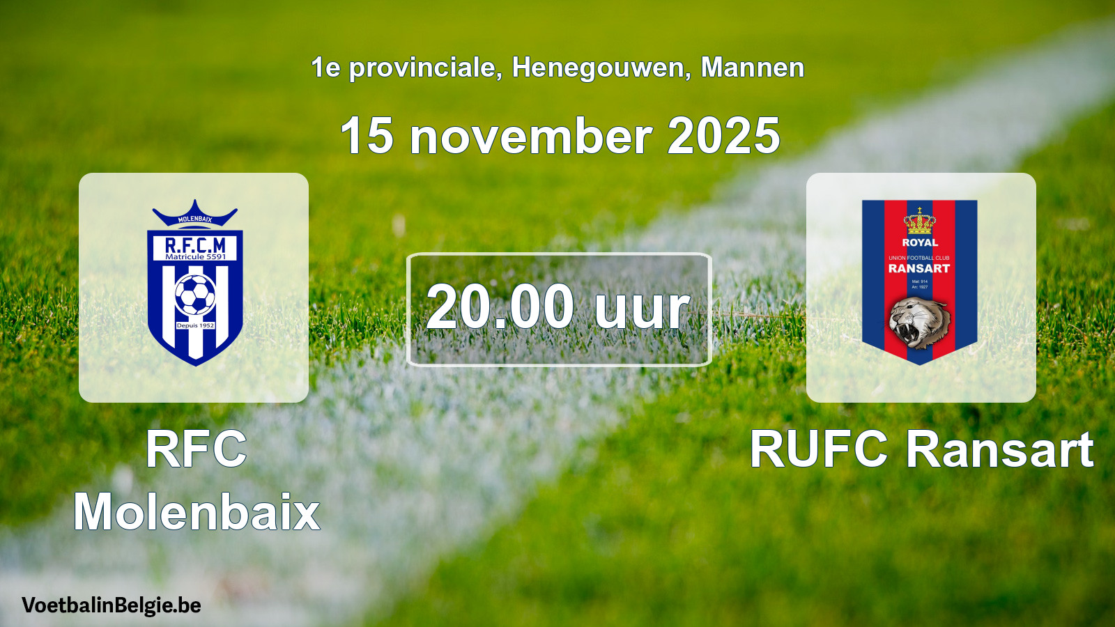 Scheduled match men football: RFC Molenbaix - RUFC Ransart (15 November 2025)