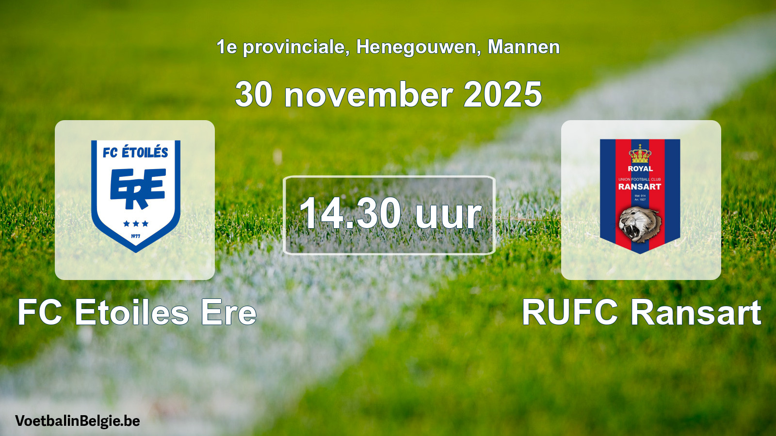 Scheduled match men football: FC Etoiles Ere - RUFC Ransart (30 November 2025)