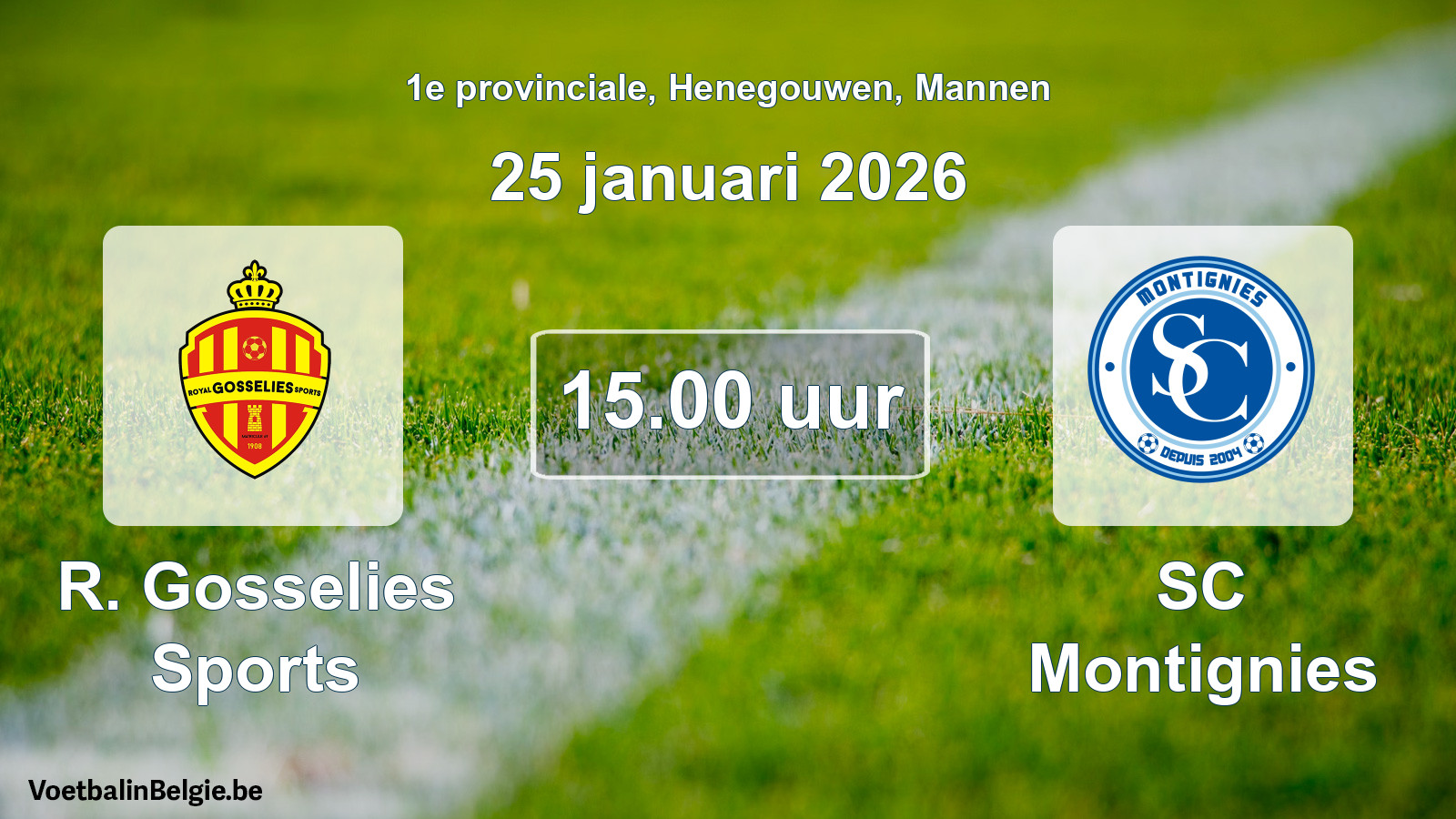 Geplande wedstrijd mannenvoetbal: R. Gosselies Sports - SC Montignies (25 januari 2026)