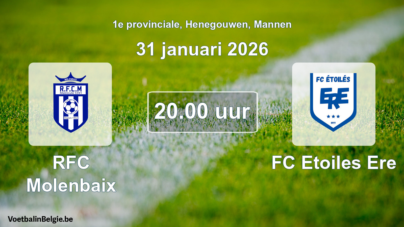 Scheduled match men football: RFC Molenbaix - FC Etoiles Ere (31 January 2026)