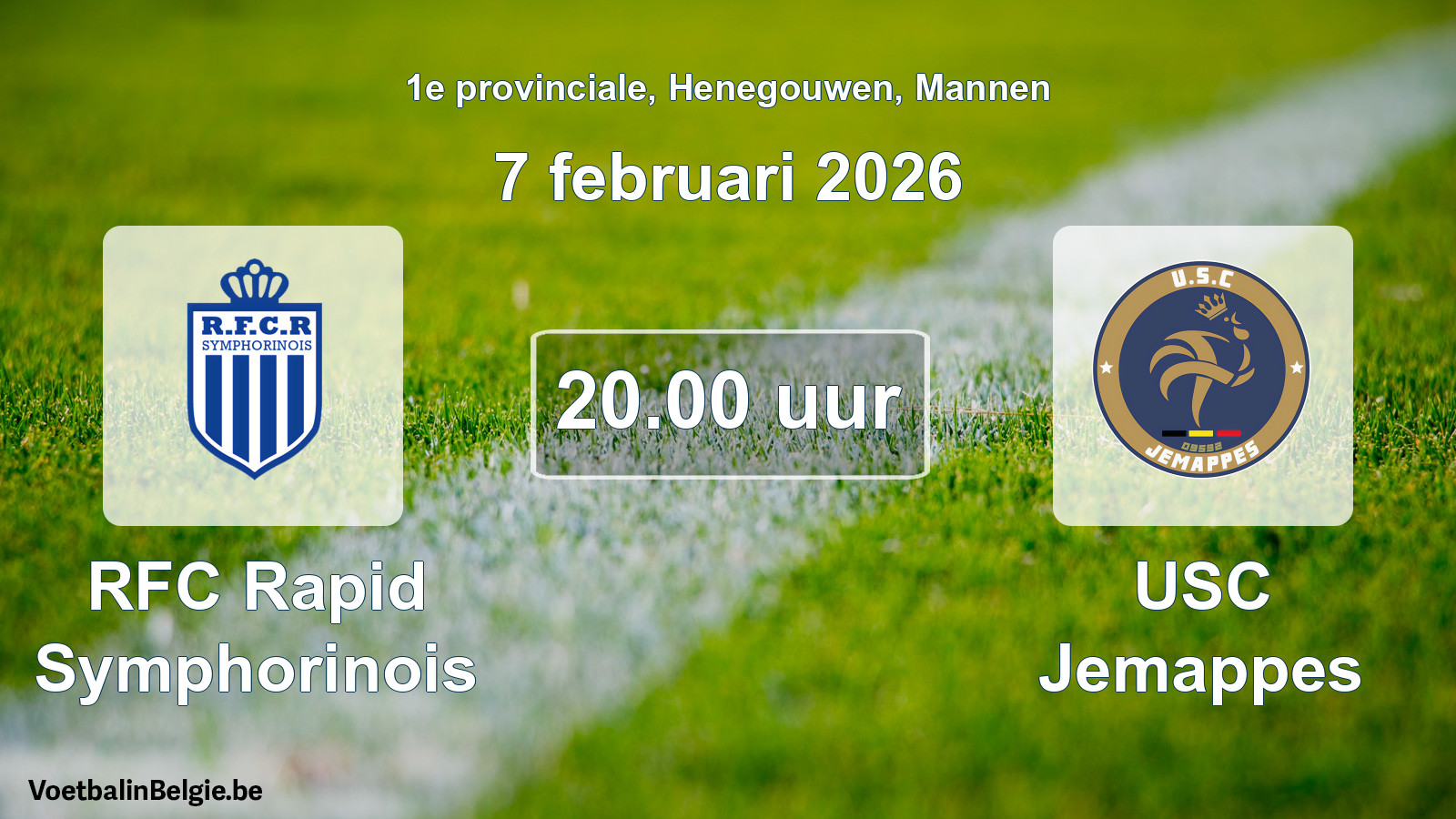 Scheduled match men football: RFC Rapid Symphorinois - USC Jemappes (7 February 2026)