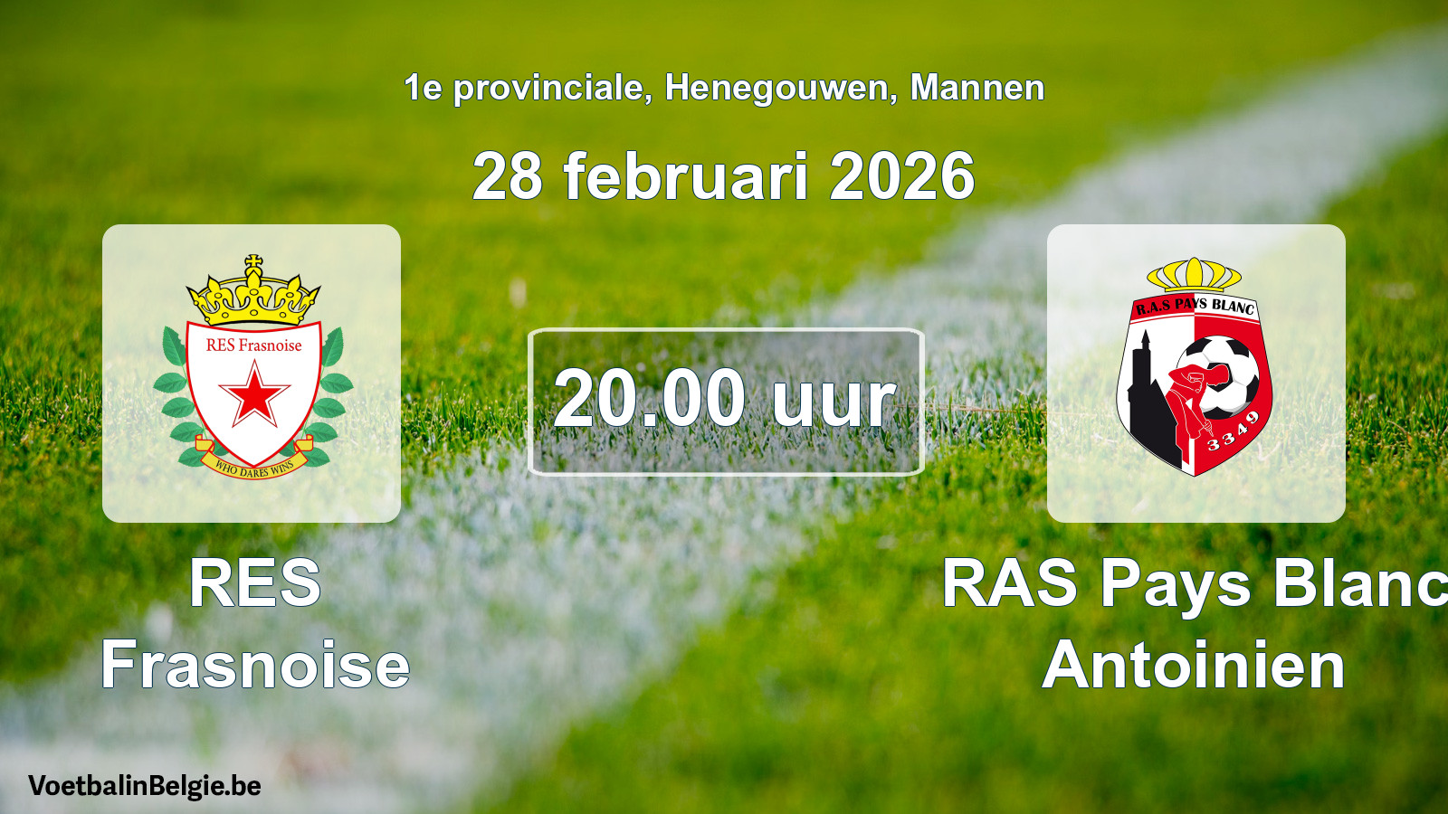 Scheduled match men football: RES Frasnoise - RAS Pays Blanc Antoinien (28 February 2026)