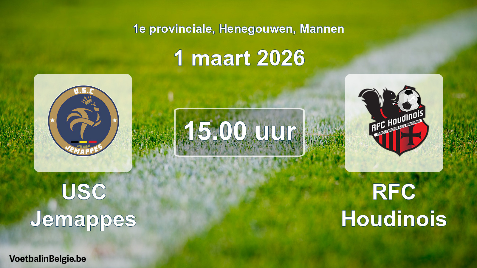 Scheduled match men football: USC Jemappes - RFC Houdinois (1 March 2026)