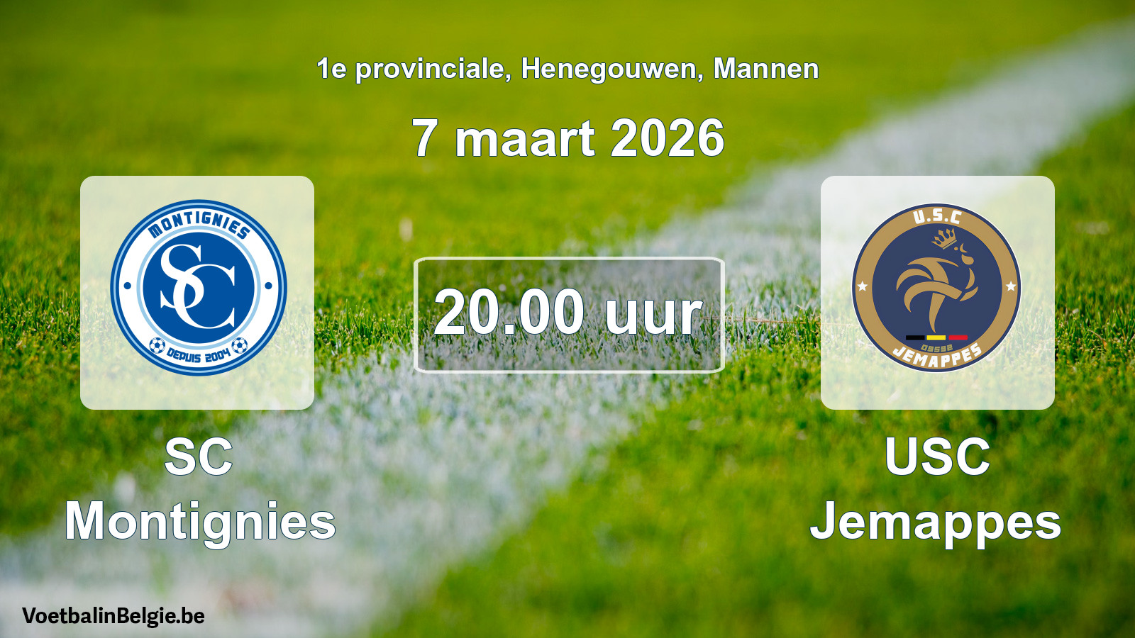 Scheduled match men football: SC Montignies - USC Jemappes (7 March 2026)