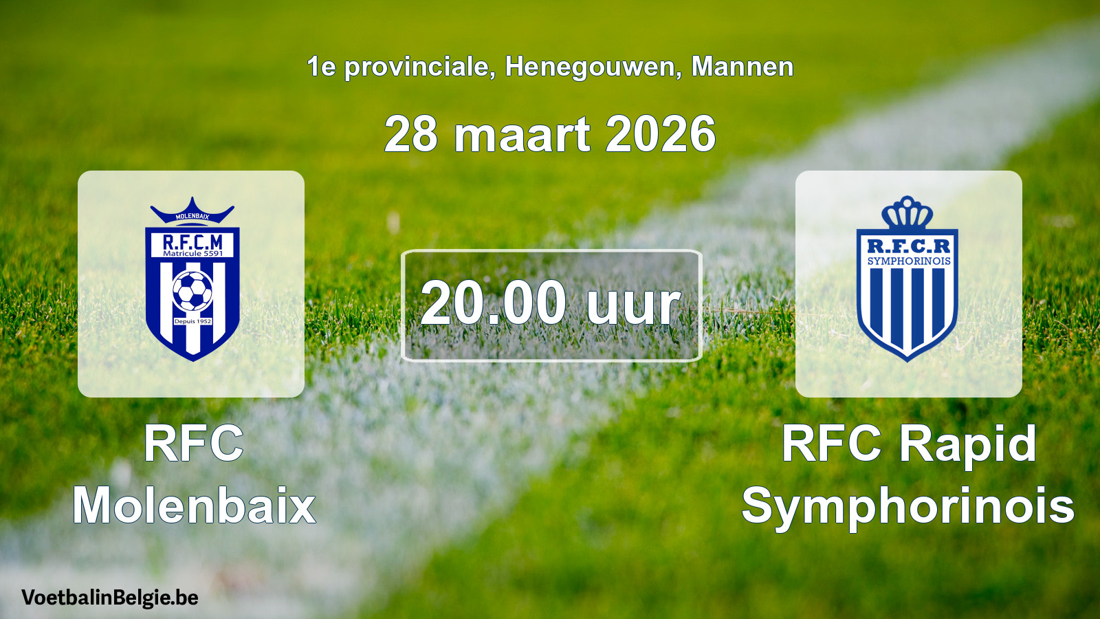 Scheduled match men football: RFC Molenbaix - RFC Rapid Symphorinois (28 March 2026)