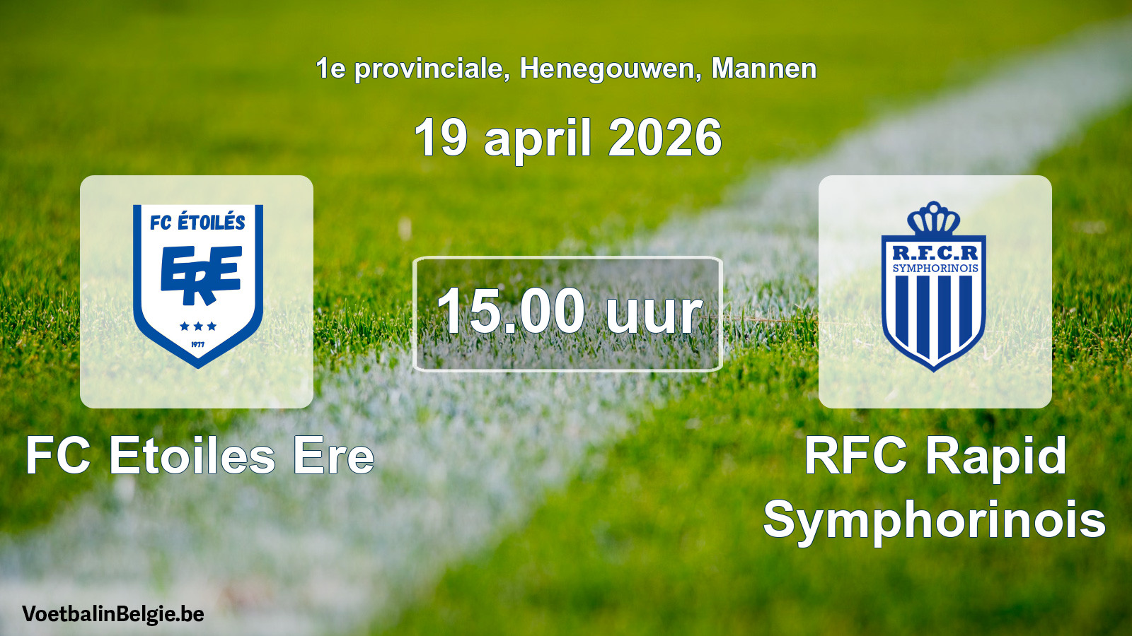 Scheduled match men football: FC Etoiles Ere - RFC Rapid Symphorinois (19 April 2026)