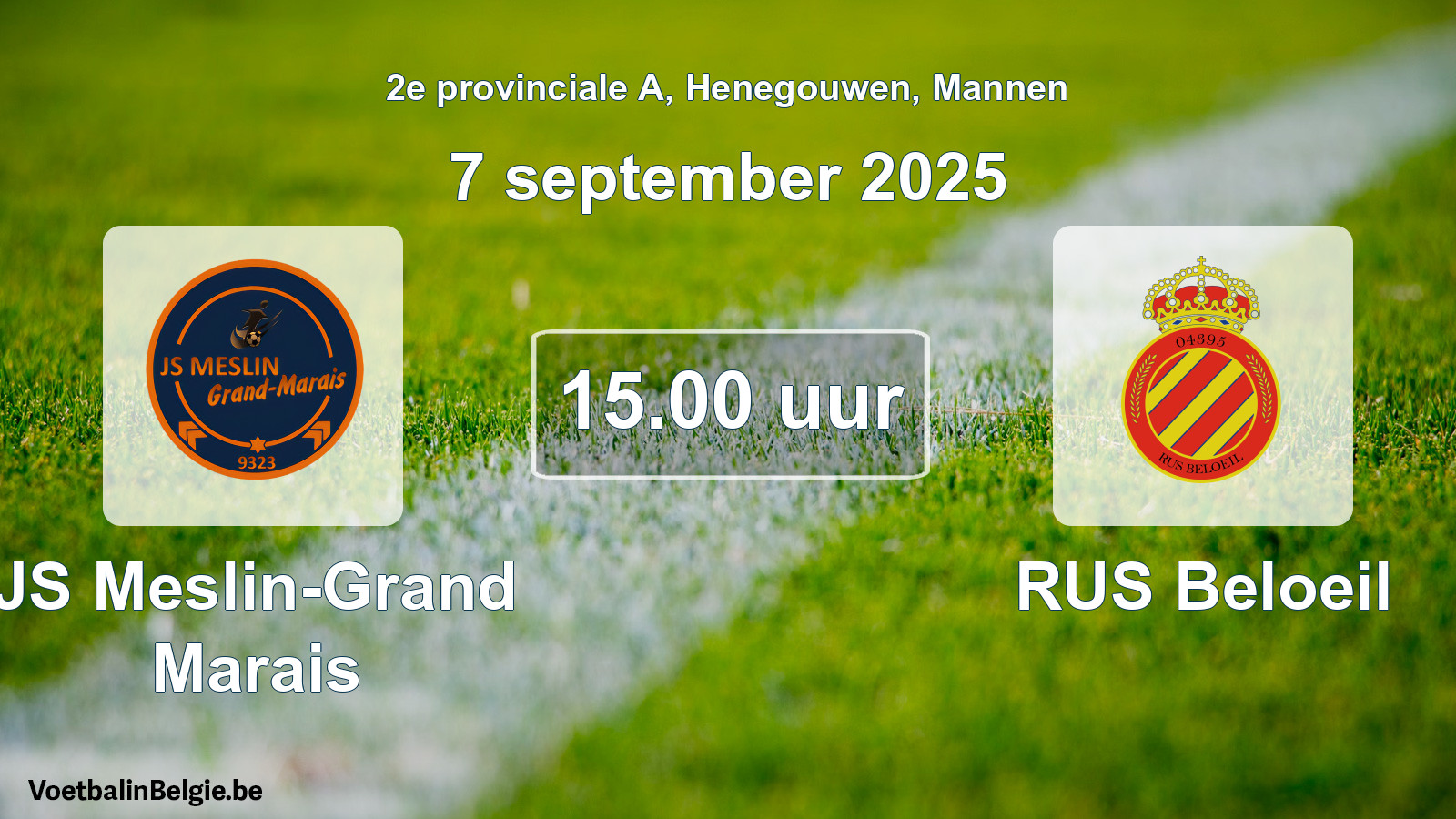 Scheduled match men football: JS Meslin-Grand Marais - RUS Beloeil (7 September 2025)