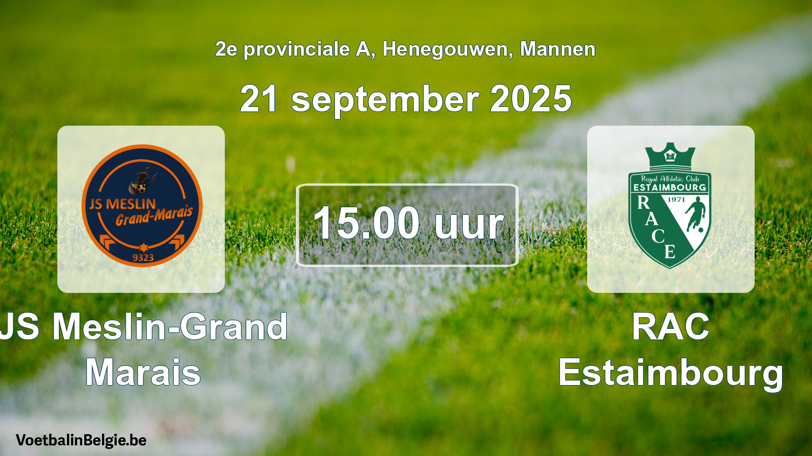 Scheduled match men football: JS Meslin-Grand Marais - RAC Estaimbourg (21 September 2025)