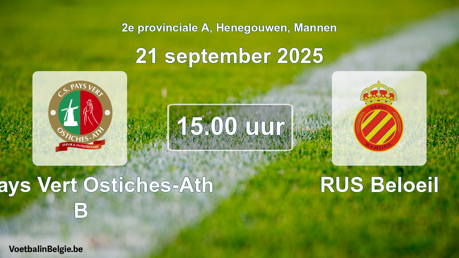 Scheduled match men football: CS Pays Vert Ostiches-Ath B - RUS Beloeil (21 September 2025)