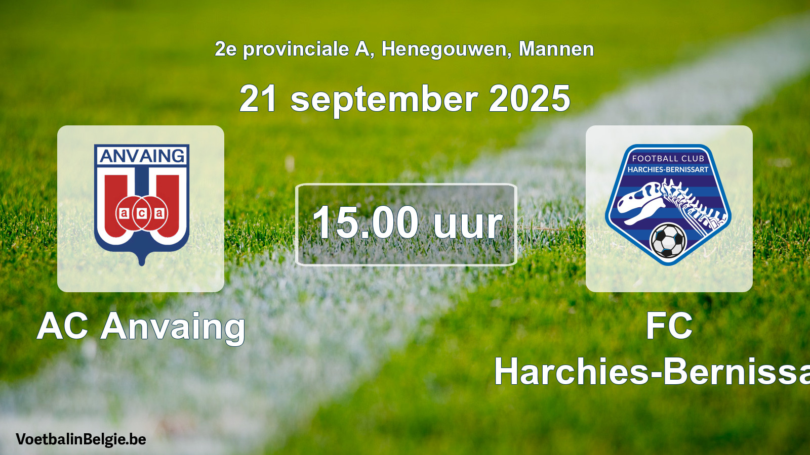 Scheduled match men football: AC Anvaing - FC Harchies-Bernissart (21 September 2025)